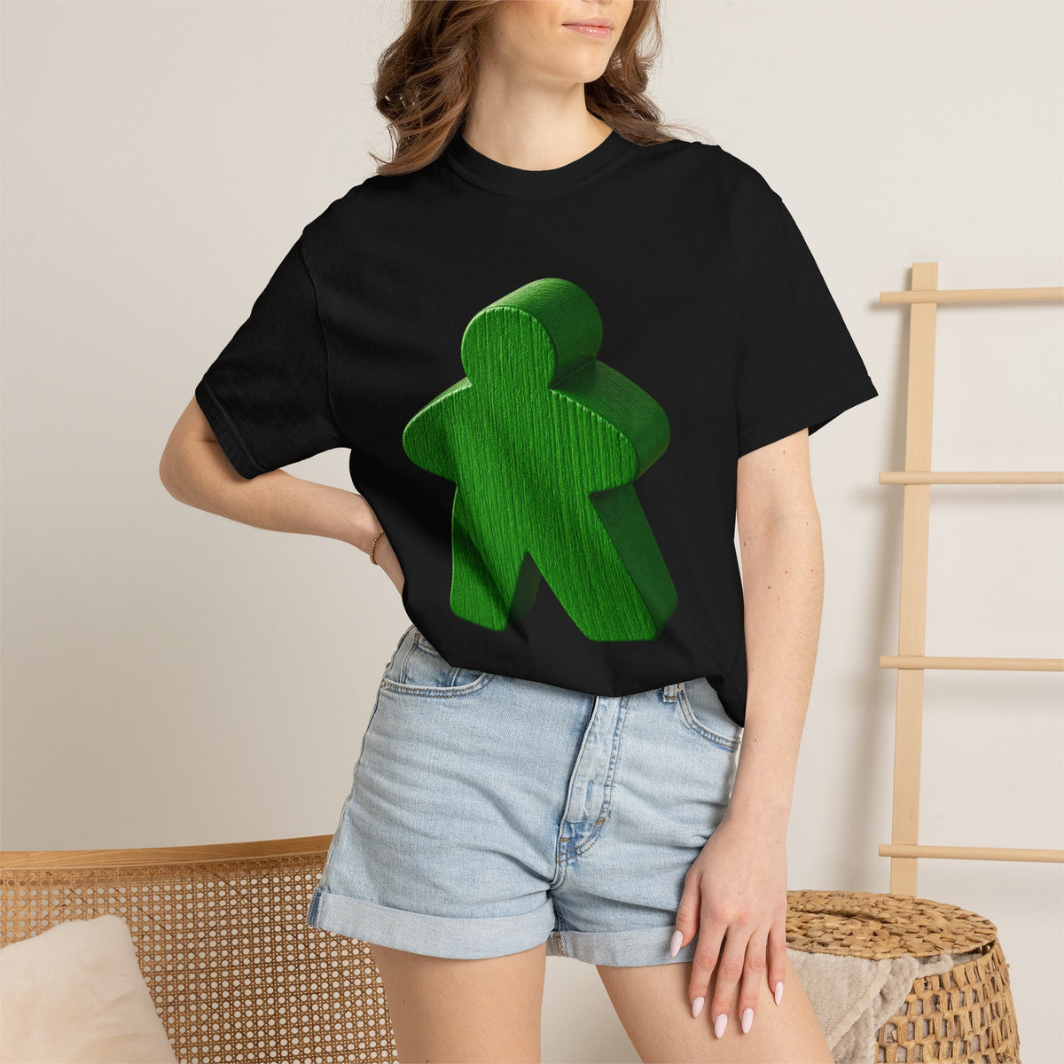 Meeple Graphic T‑Shirt — Green Board Game Gamer Tee