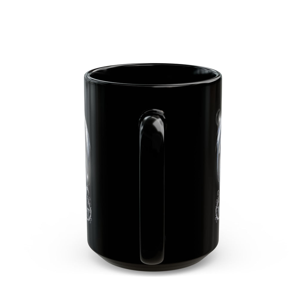 Silver Dragon Orb Black Mug — Fantasy Coffee Cup (11oz, 15oz)