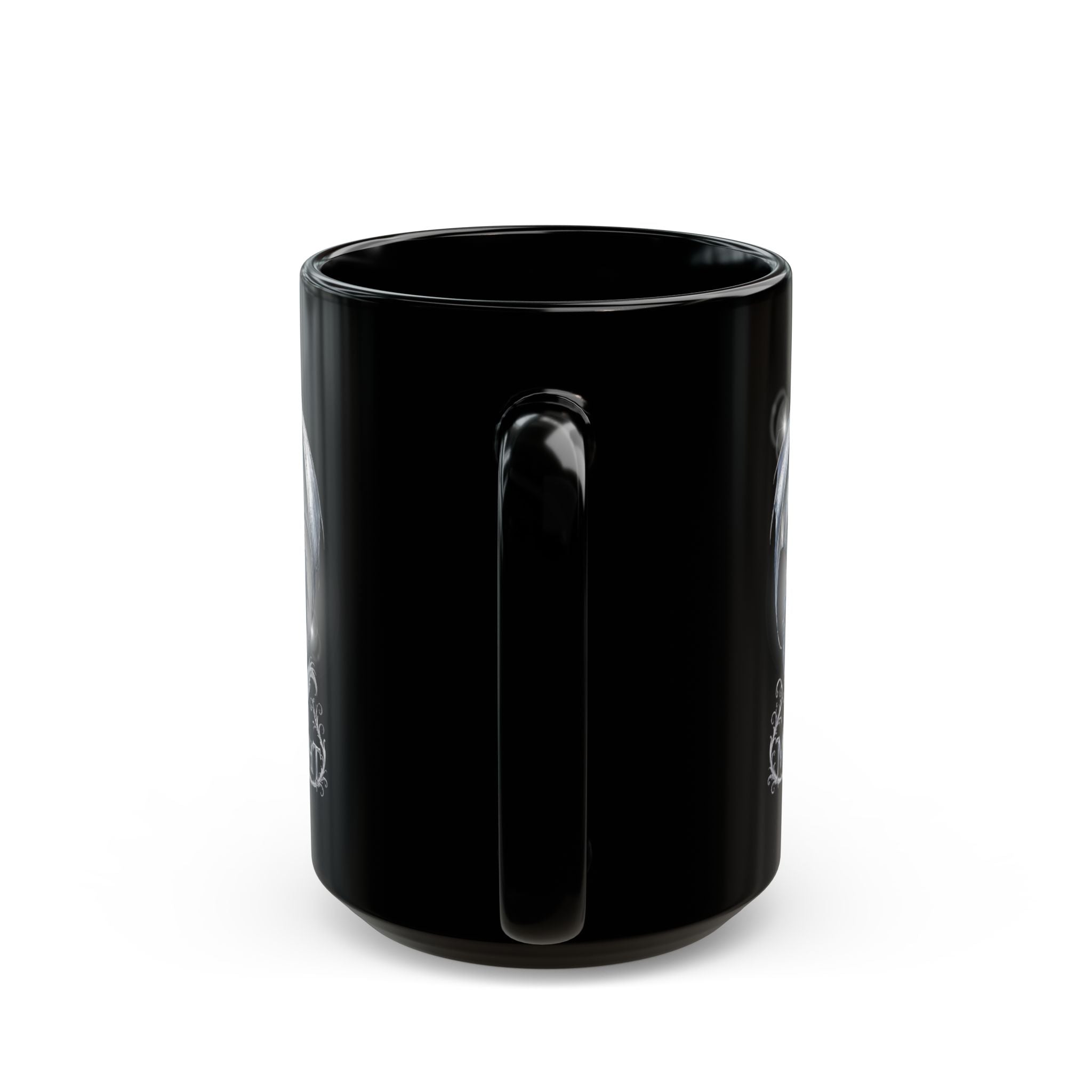 Silver Dragon Orb Black Mug — Fantasy Coffee Cup (11oz, 15oz)