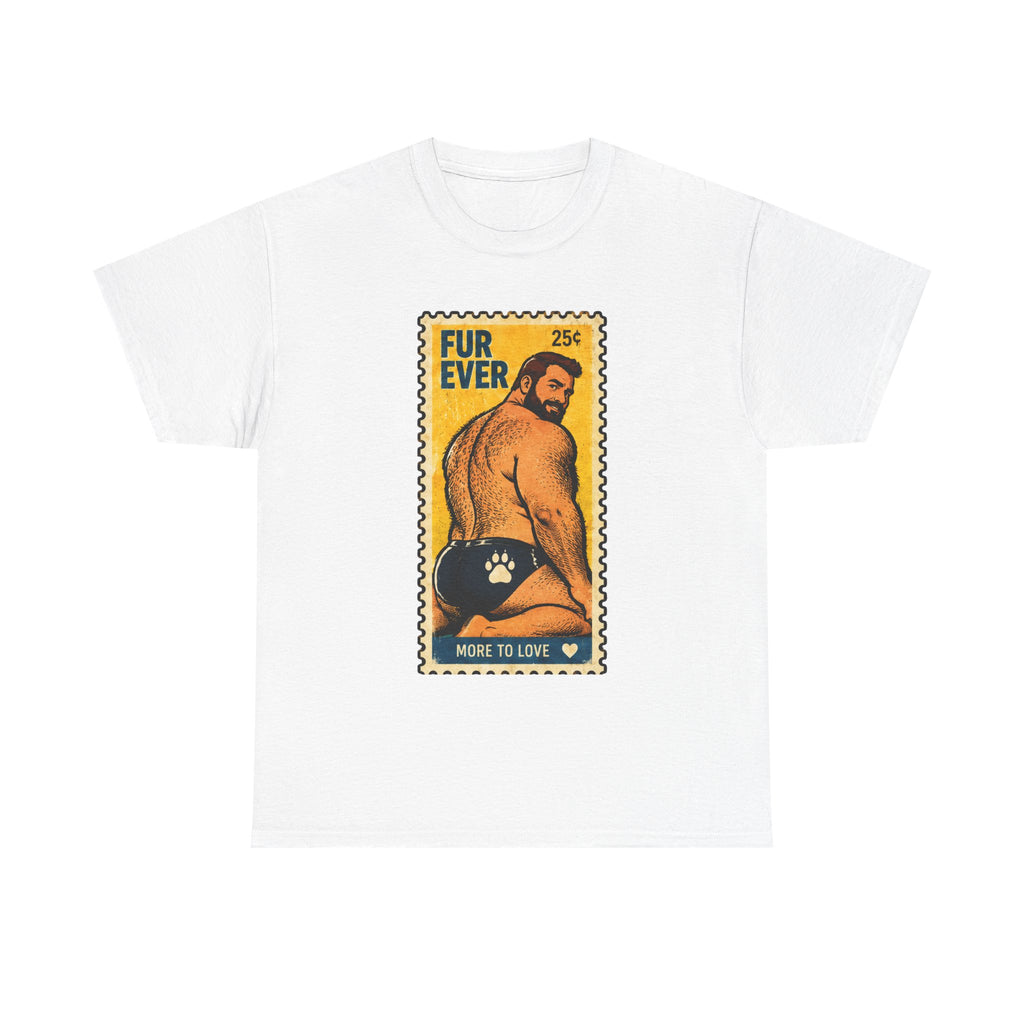 Gay Bear Shirt – Vintage Bear Pride Pin-Up T-Shirt, Retro Postage Stamp Art, LGBTQ Bear Culture Tee, Fur Ever