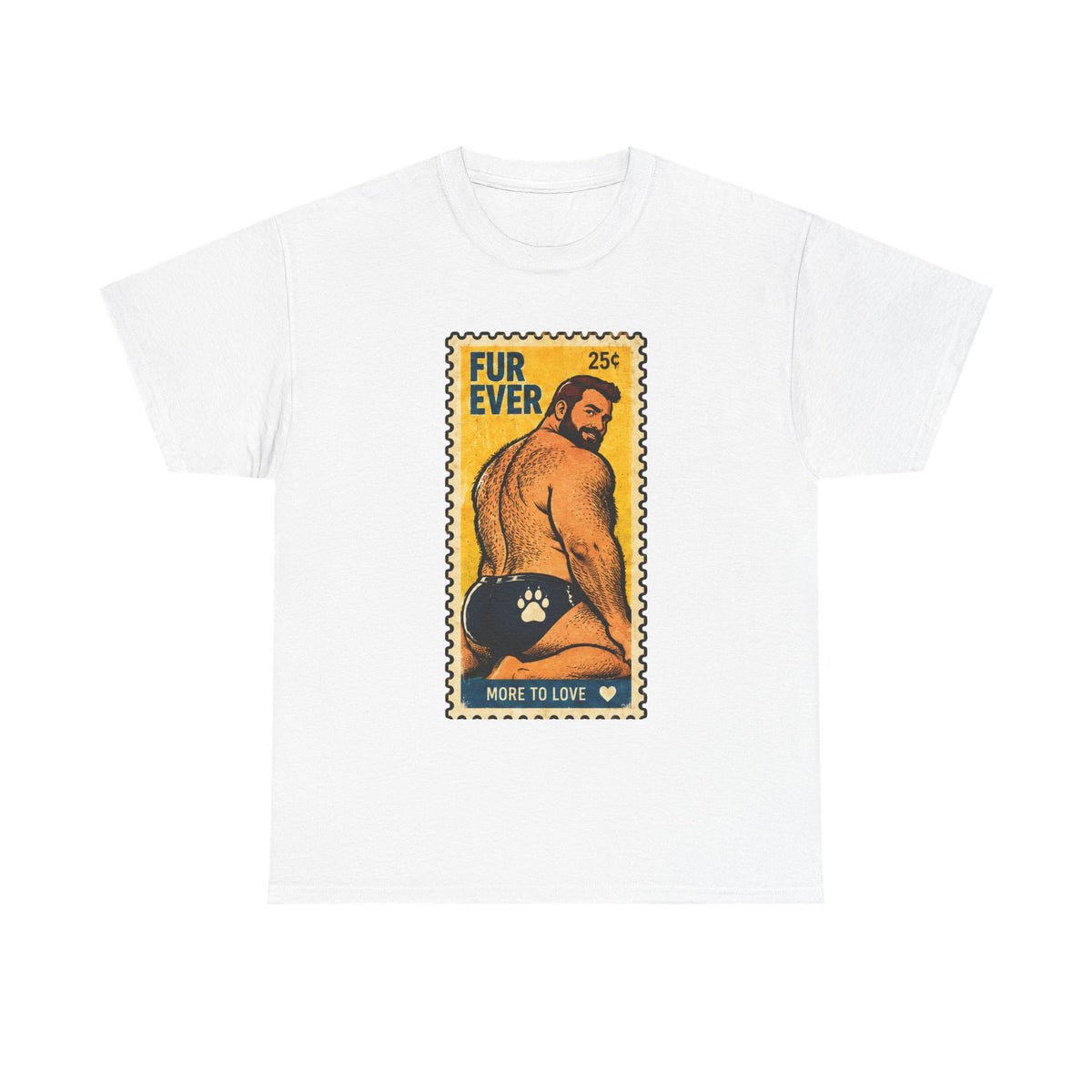 Gay Bear Shirt – Vintage Bear Pride Pin-Up T-Shirt, Retro Postage Stamp Art, LGBTQ Bear Culture Tee, Fur Ever