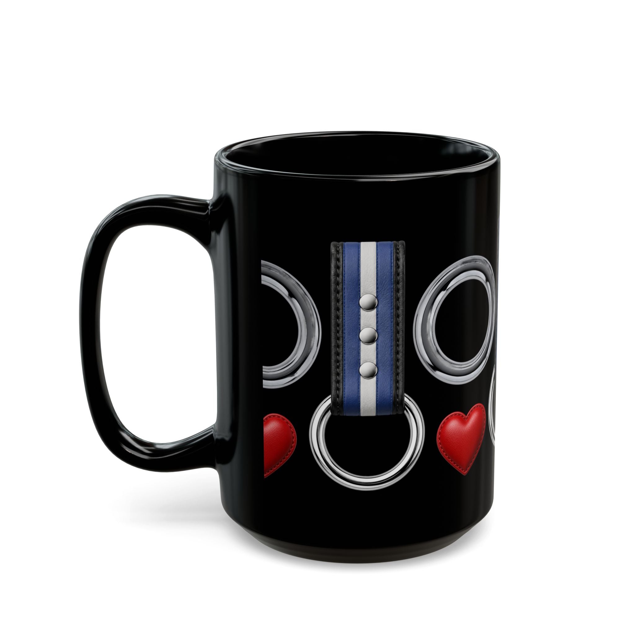 Bondage Collar & Heart Black Mug – Kink Pride Coffee Cup
