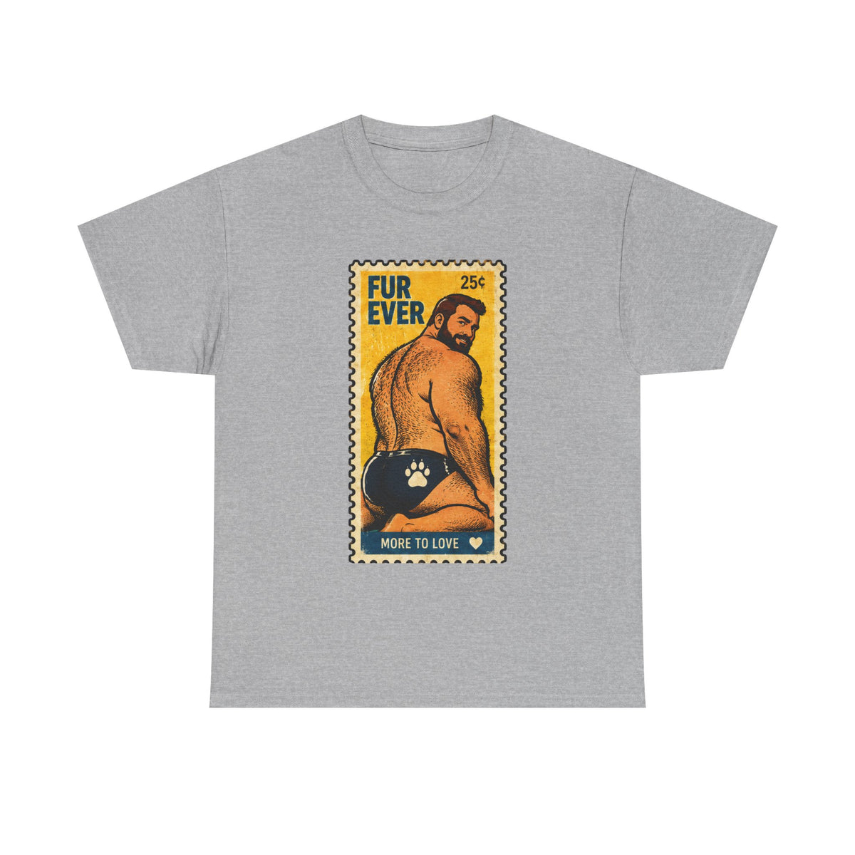 Gay Bear Shirt – Vintage Bear Pride Pin-Up T-Shirt, Retro Postage Stamp Art, LGBTQ Bear Culture Tee, Fur Ever