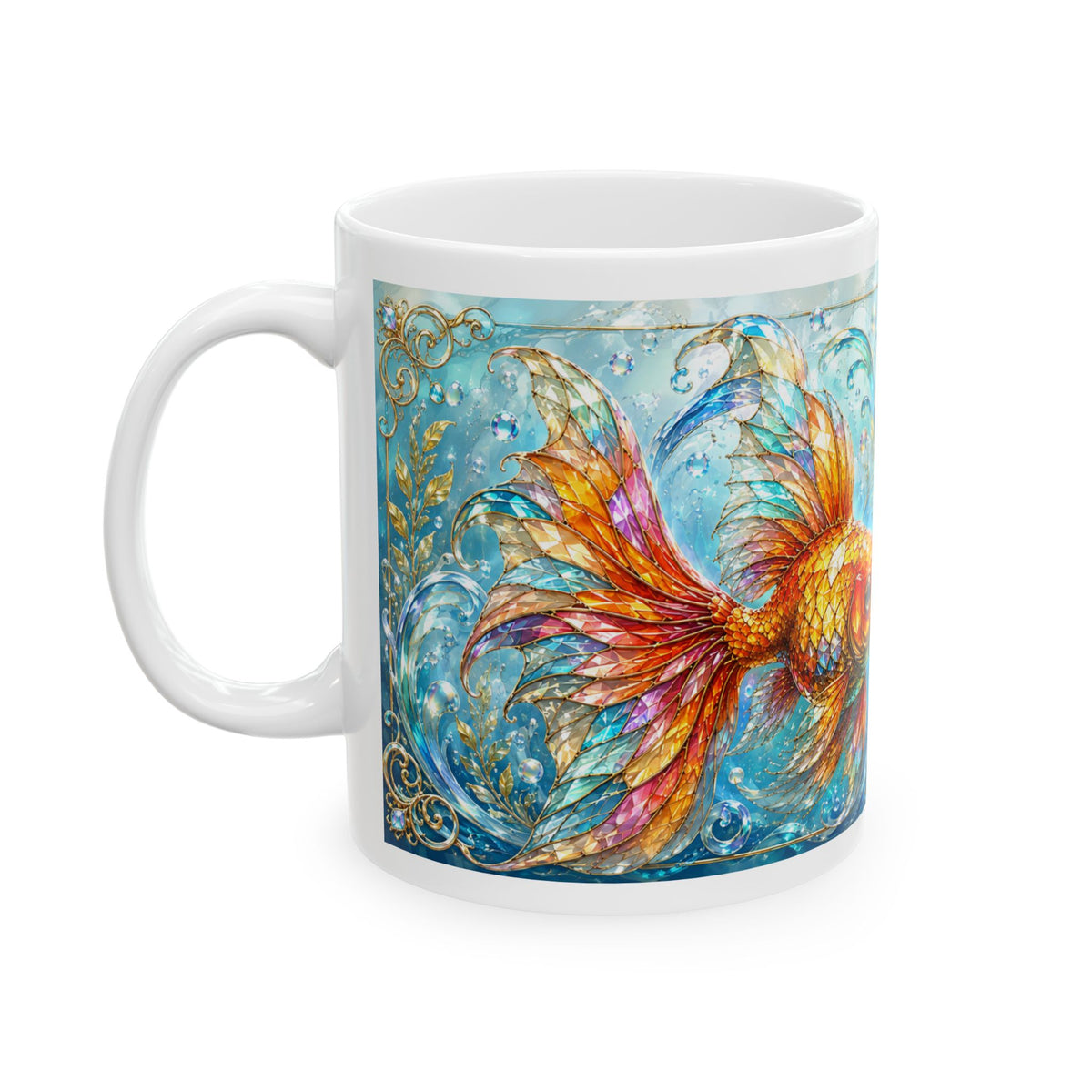 Goldfish Ceramic Mug — "My Therapy Has Fins" Artistic Coffee Cup