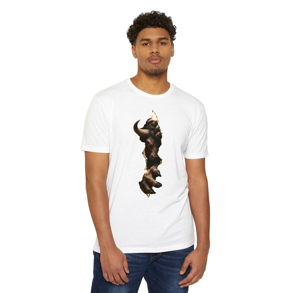 Bison Vertical Print T‑Shirt — Rustic Western Buffalo Graphic Tee. The inner Beast tearing its way out.
