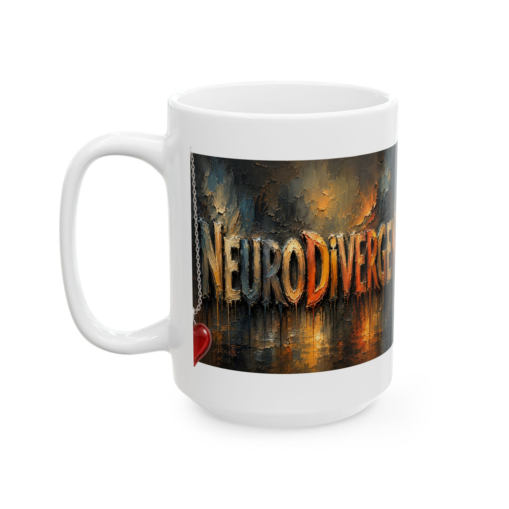 Emergency Neuron Mug — Gothic Heart Pendant Coffee Cup (11oz/15oz)Neurodivergent coffee mug with heart charms