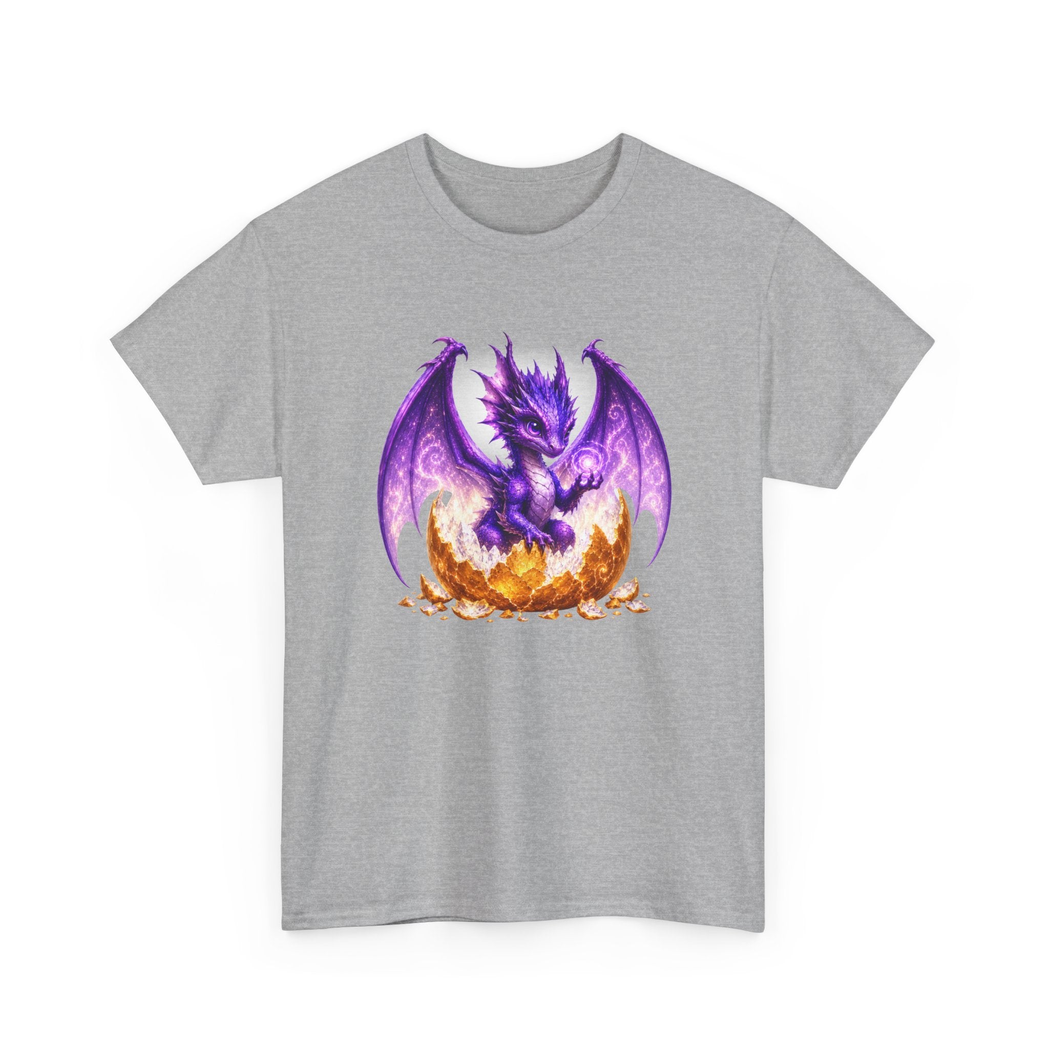 Purple Dragon Hatching Tee — Fantasy Baby Dragon T-Shirt