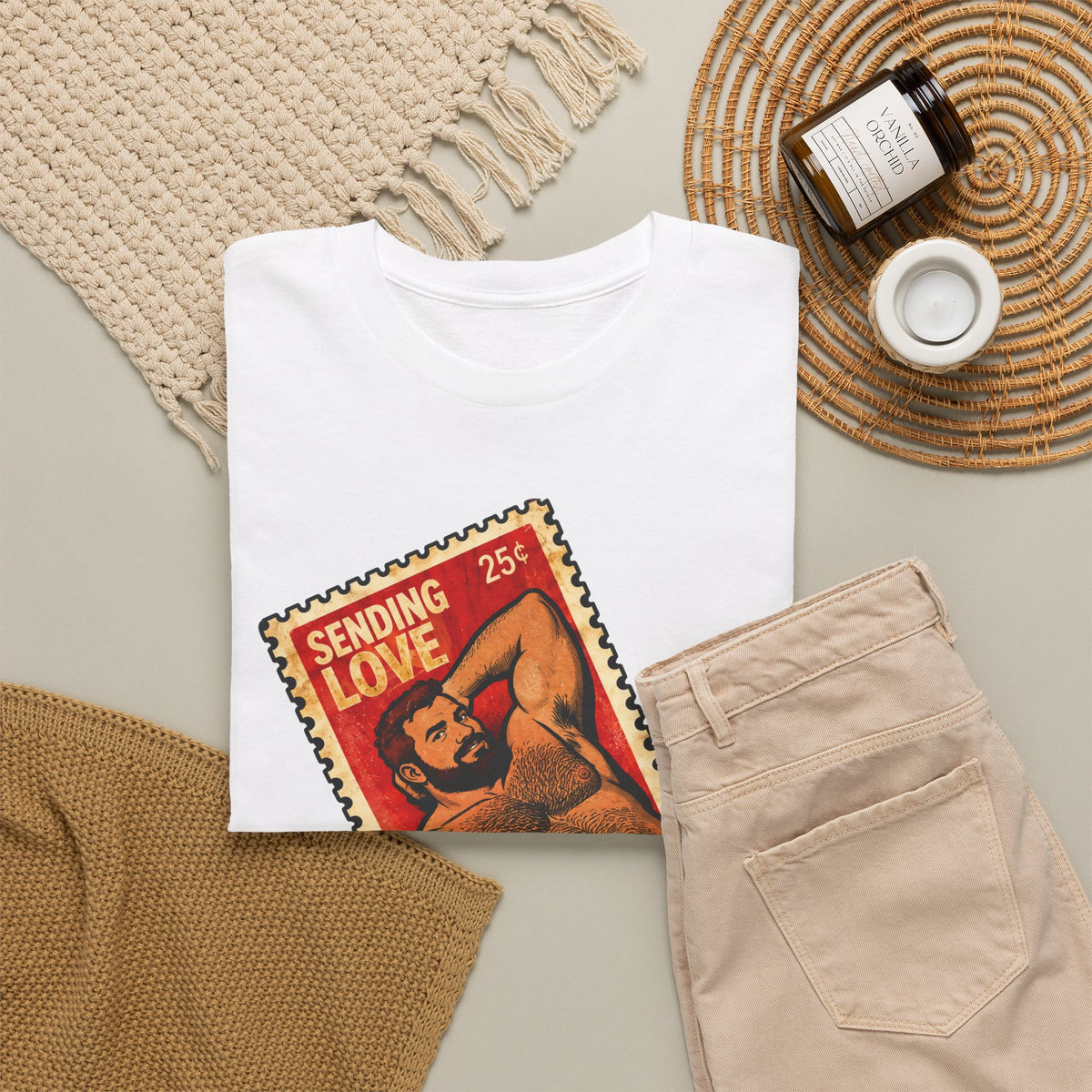Gay Bear Shirt – Vintage Bear Pride Pin-Up T-Shirt, Retro Postage Stamp Art, LGBTQ Bear Culture Tee