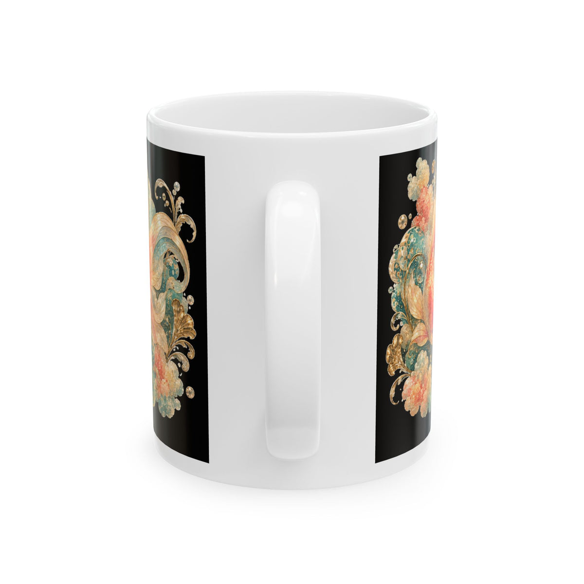 Ceramic Mug — Vintage Floral Goldfish Design with Quote “I Came. I Saw. I Forgot.”