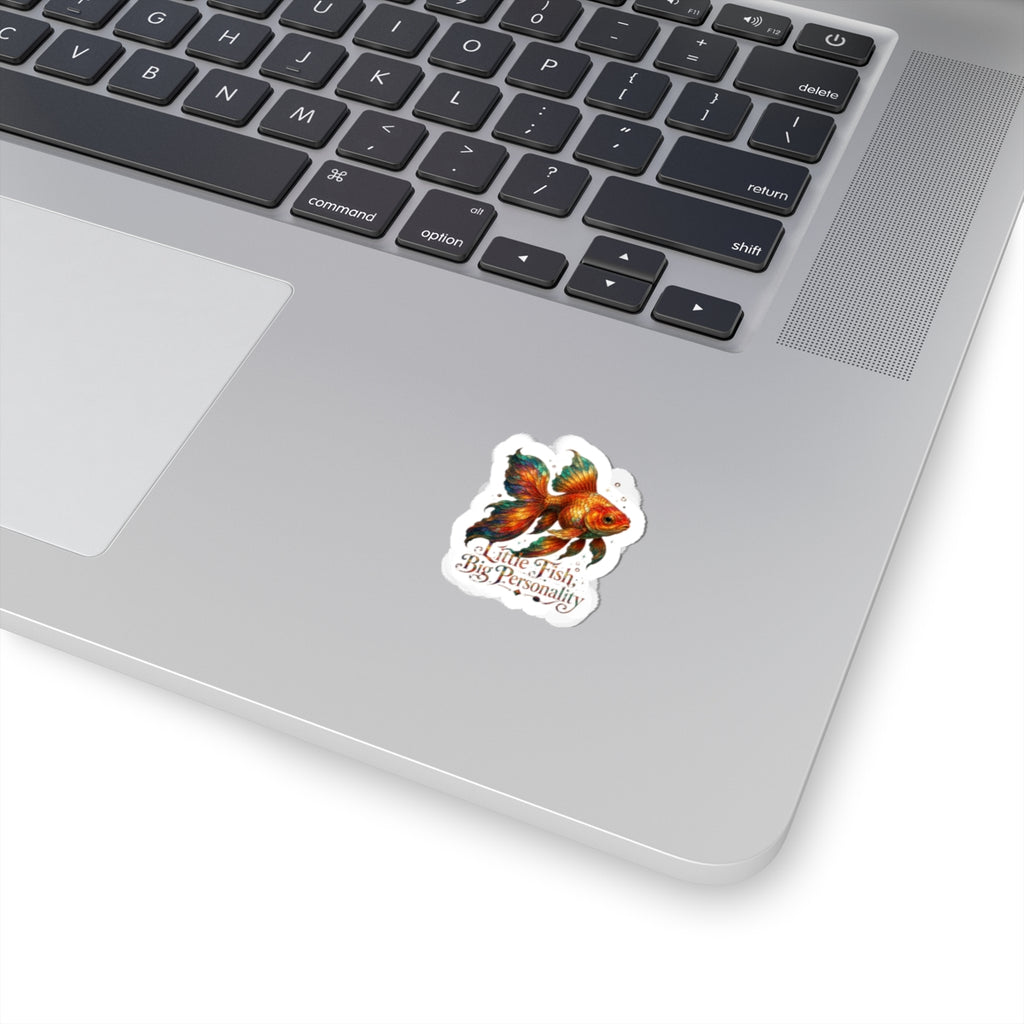 Goldfish Sticker — “Little Fish, Big Personality” Kiss-Cut Vinyl Sticker