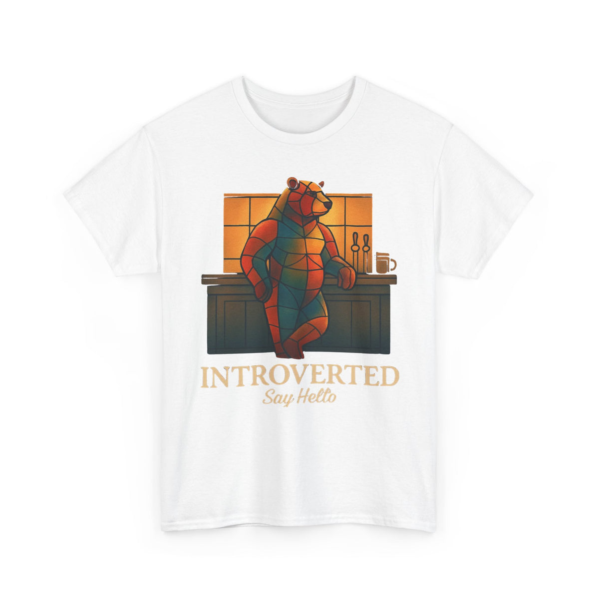 Introverted Bear Man T-Shirt — 'Say Hello' Bar Humor Tee