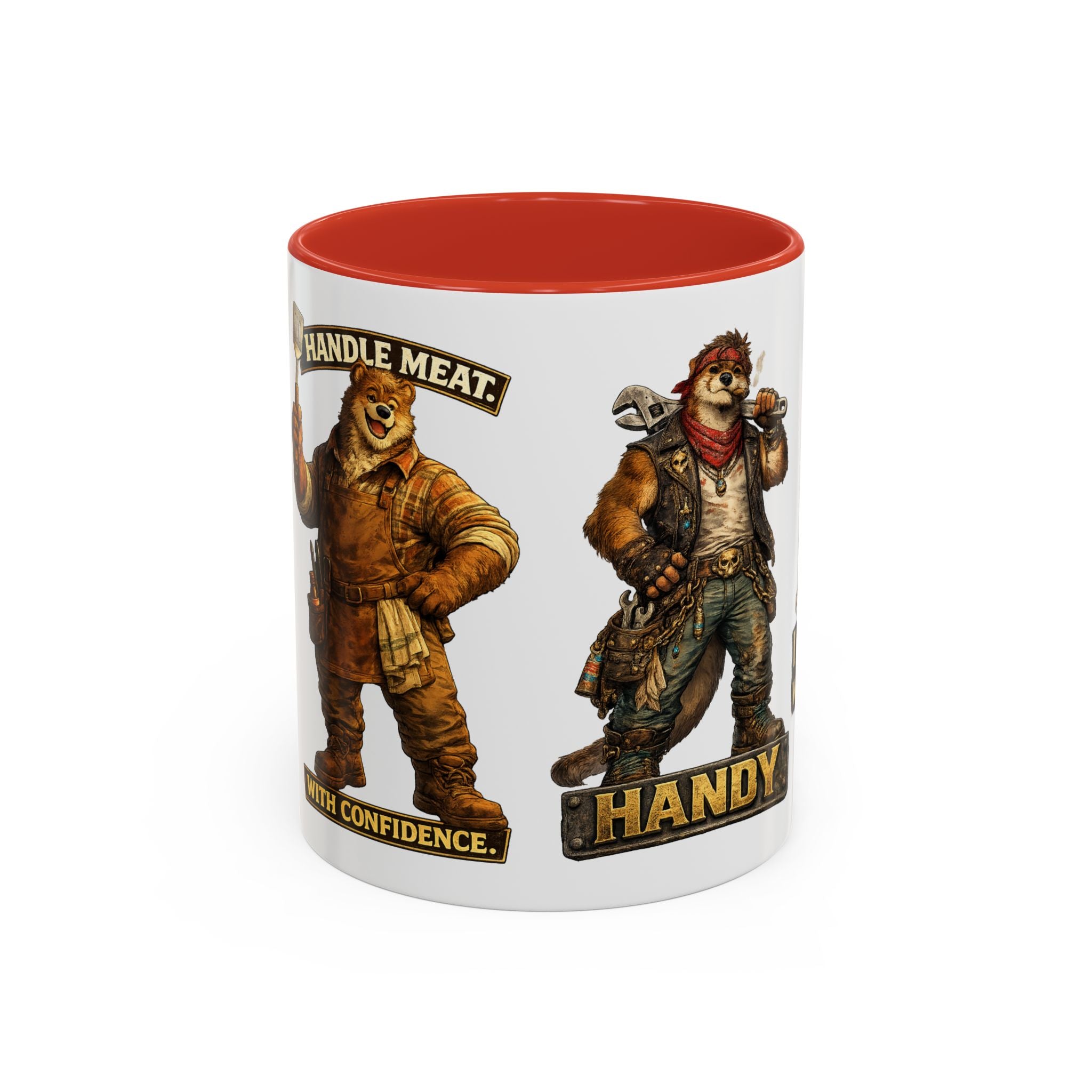 Handy Bear Mechanics Coffee Mug — "I Fix Things, Want a Tune-Up?" Accent Ceramic Mug