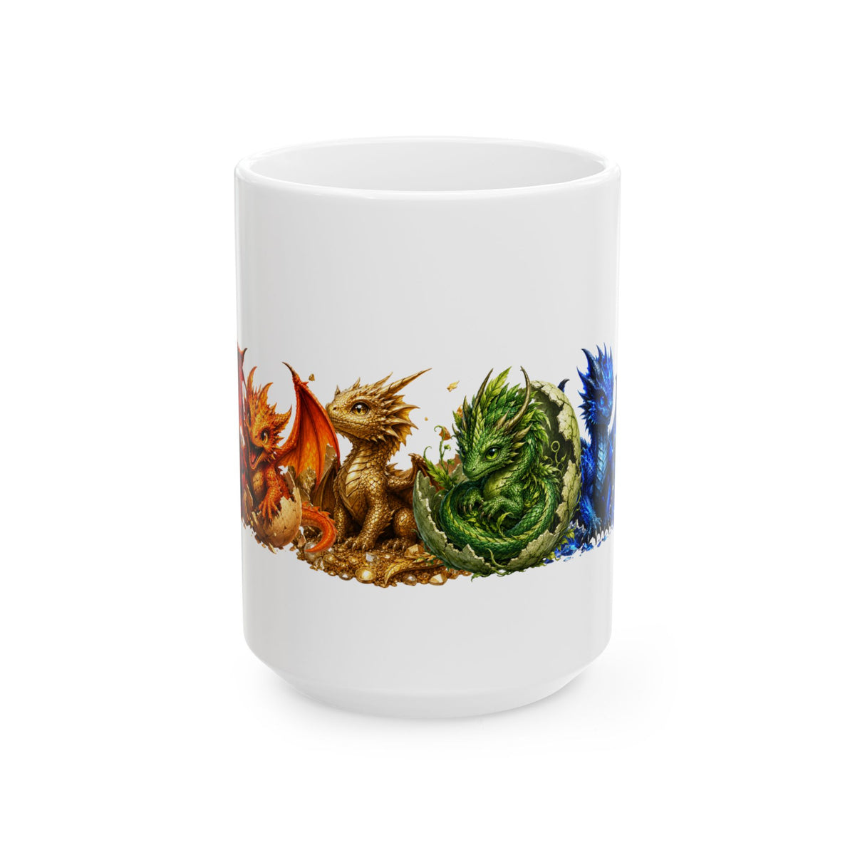 Baby Dragon Parade Ceramic Mug – Colorful Fantasy Dragons 11oz/15oz