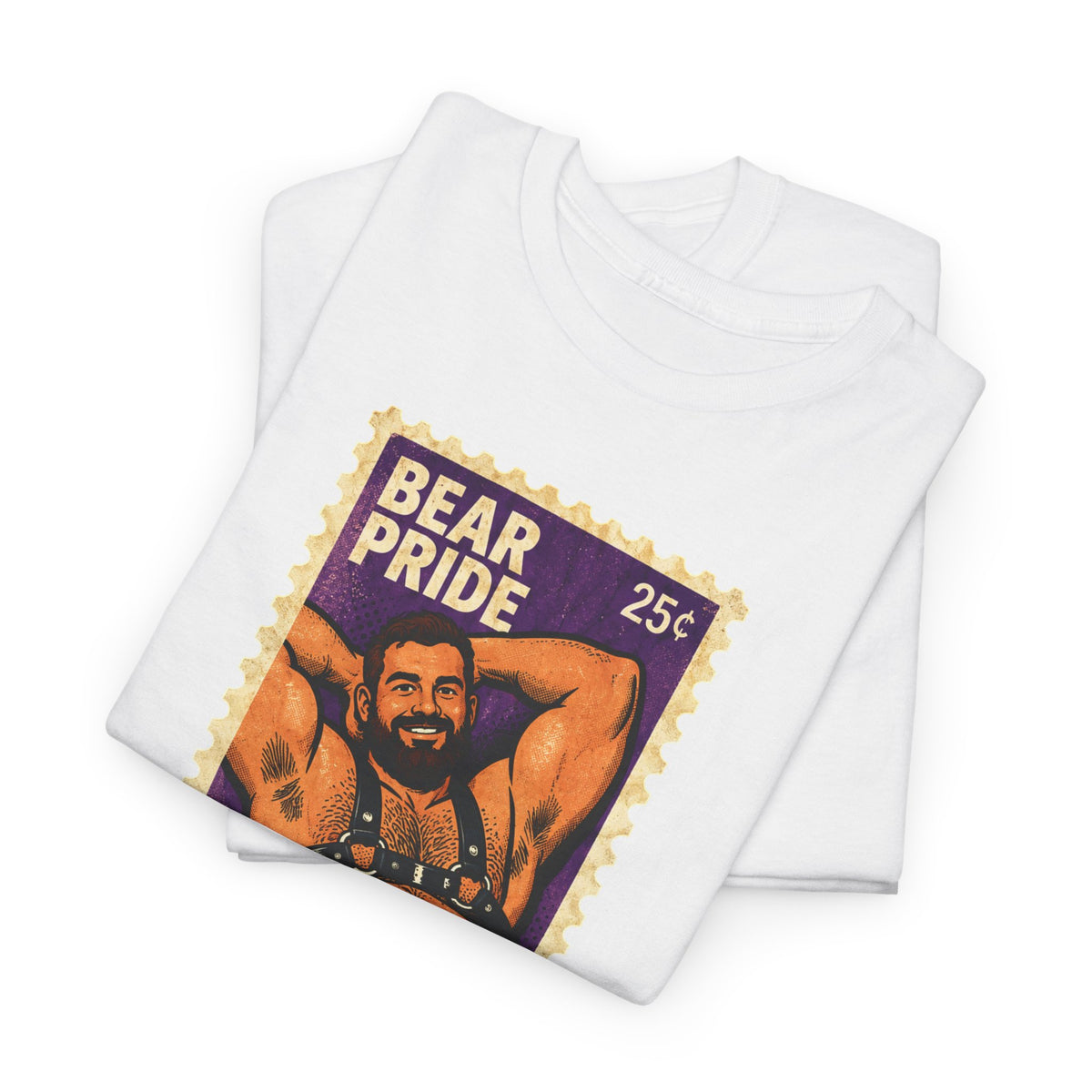 Bear Pride T-Shirt — Retro Stamp Design Gay Bear Shirt – Vintage Bear Pride Pin-Up T-Shirt, Retro Postage Stamp Art, LGBTQ Bear Culture Tee, Fur Ever