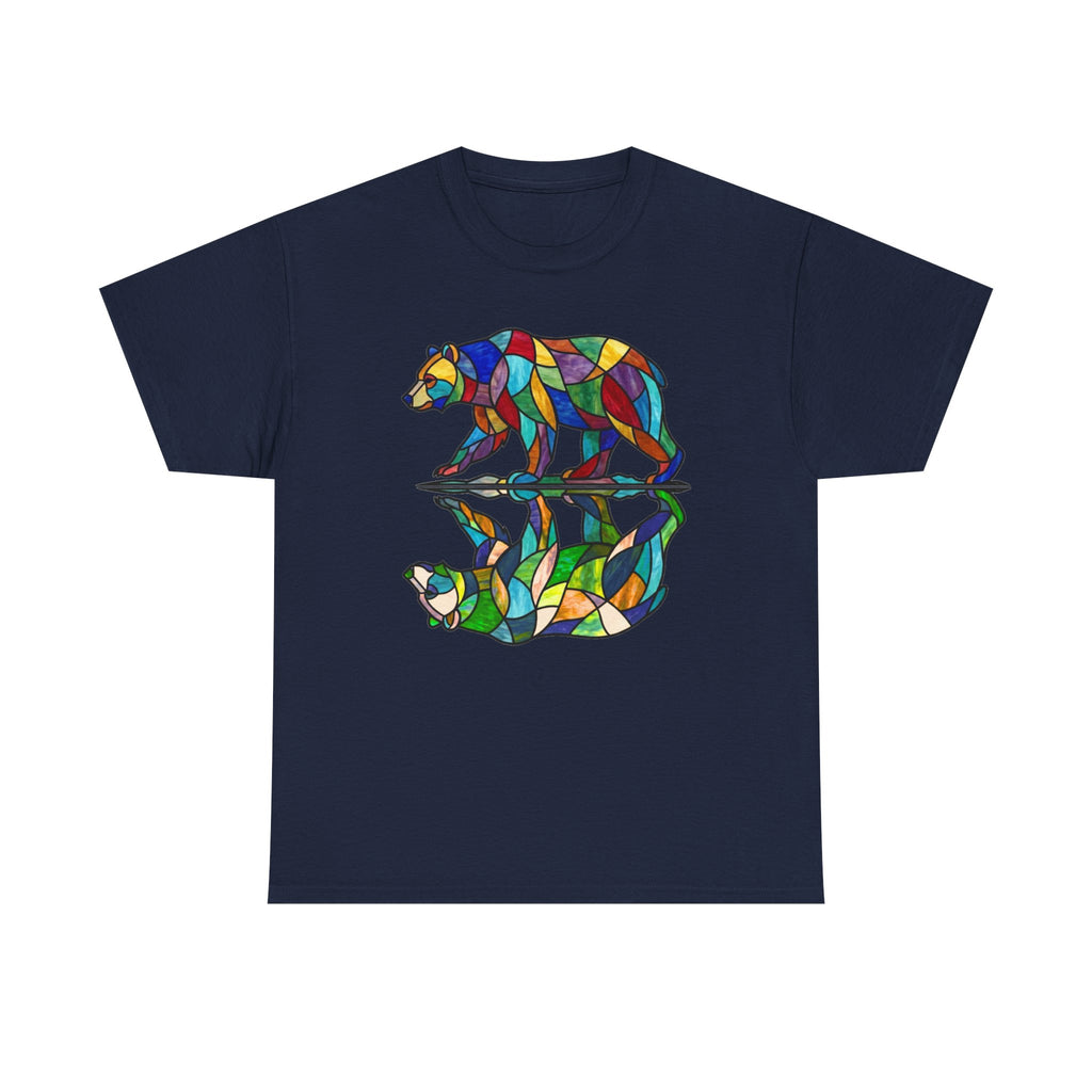 Stained Glass Bear Reflection T-Shirt — Colorful Nature Graphic Tee