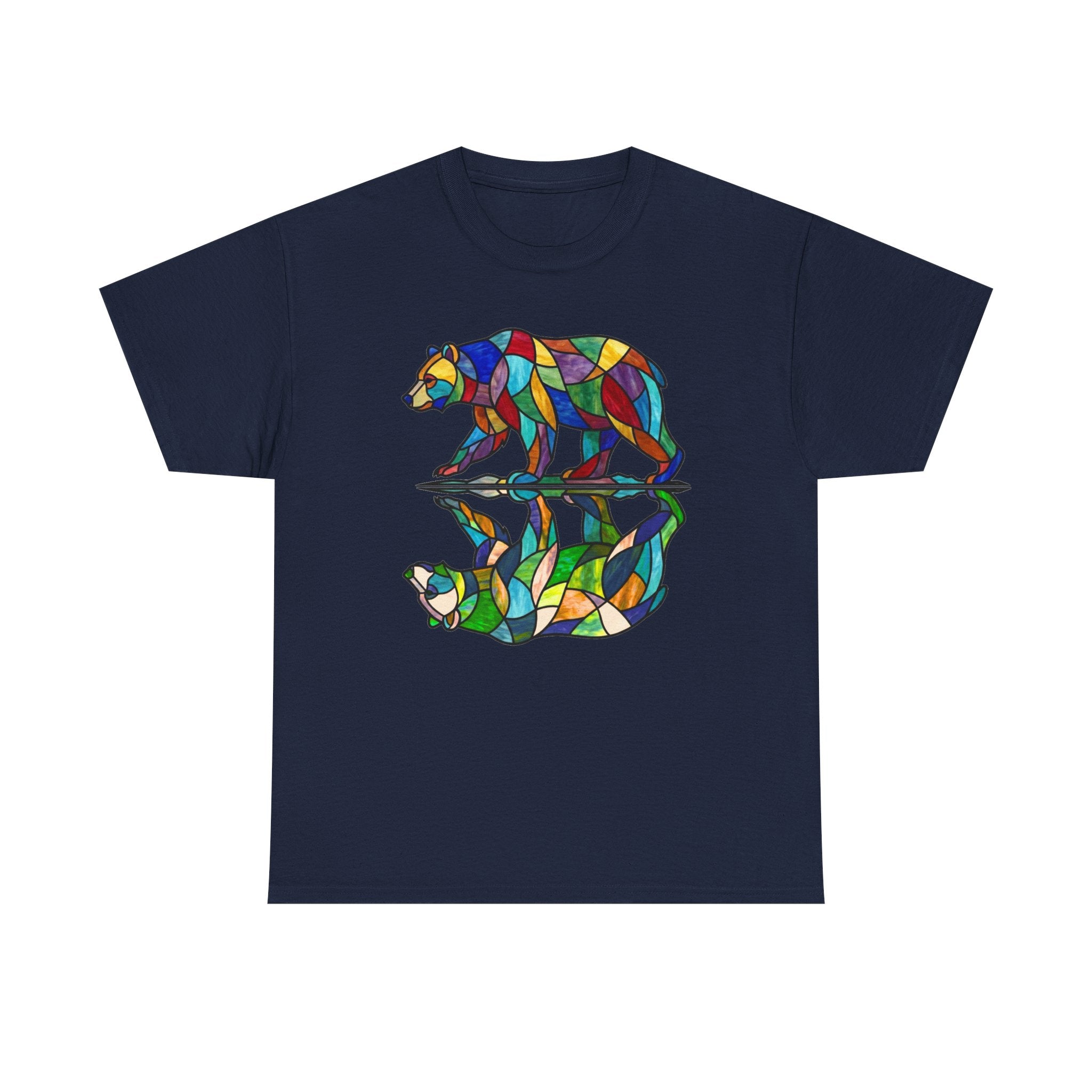 Stained Glass Bear Reflection T-Shirt — Colorful Nature Graphic Tee