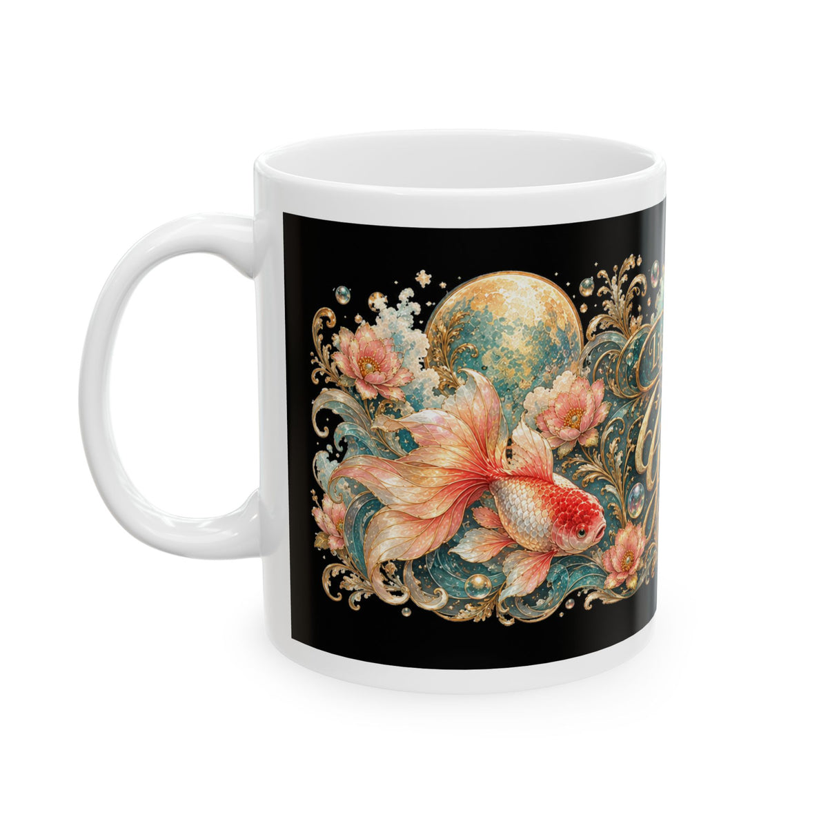 Goldfish Ceramic Mug — "Life Is Better With Goldfish" Decorative Fish Lover Coffee Cup (11oz/15oz)