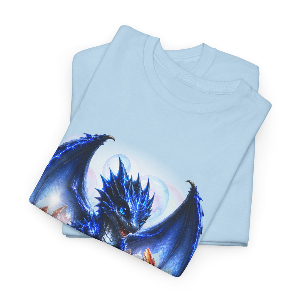 Blue Fire Dragon T-Shirt — Fantasy Dragon Graphic Tee, Blue Dragon. Best Dragon shirt. Blue Baby Dragon.