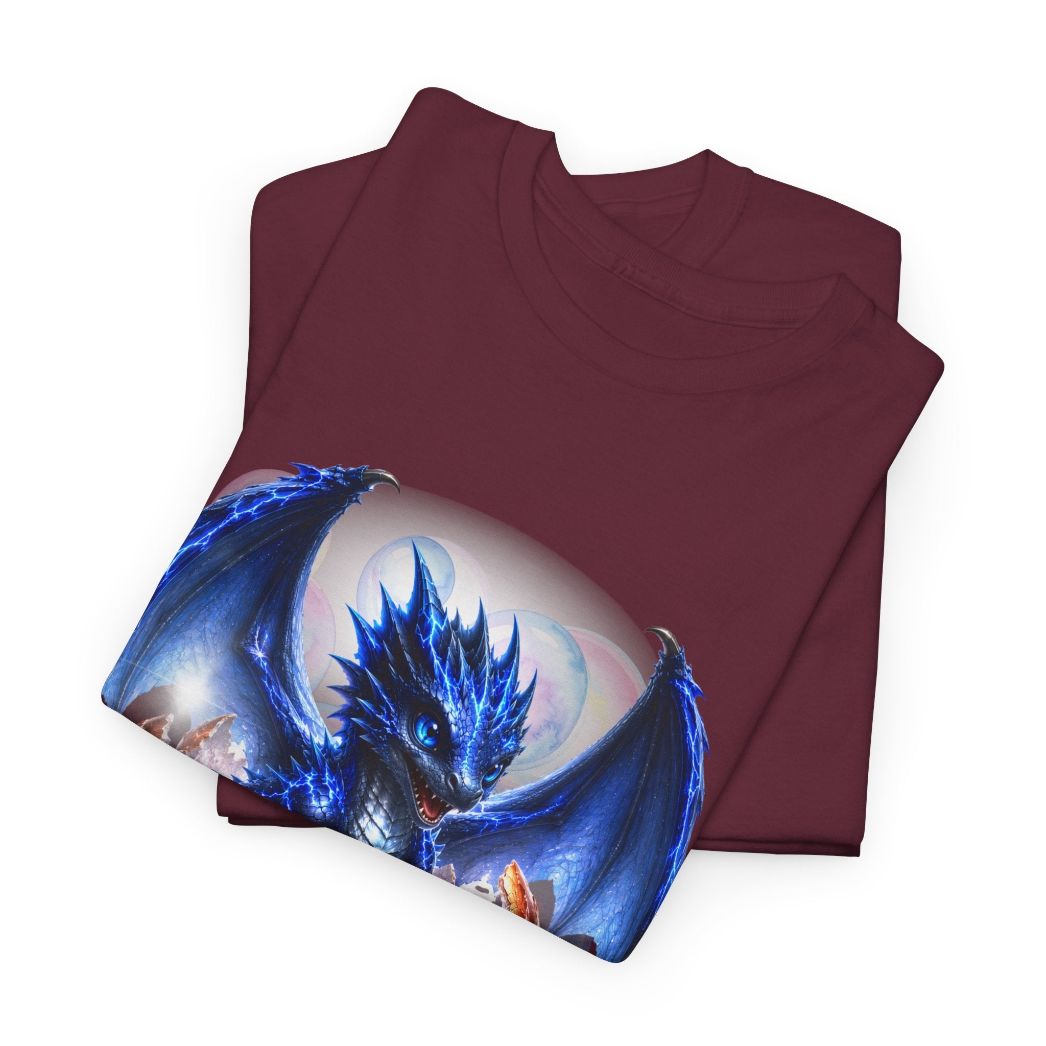 Blue Fire Dragon T-Shirt — Fantasy Dragon Graphic Tee, Blue Dragon. Best Dragon shirt. Blue Baby Dragon.