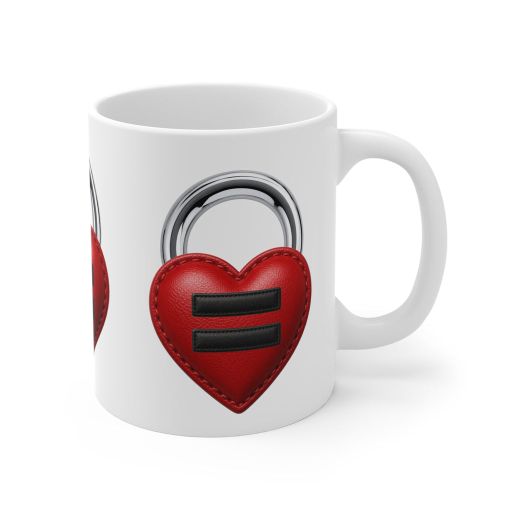 Equality Heart Lock Mug - 11oz LGBTQ+ Pride Love & Equality Coffee Cup