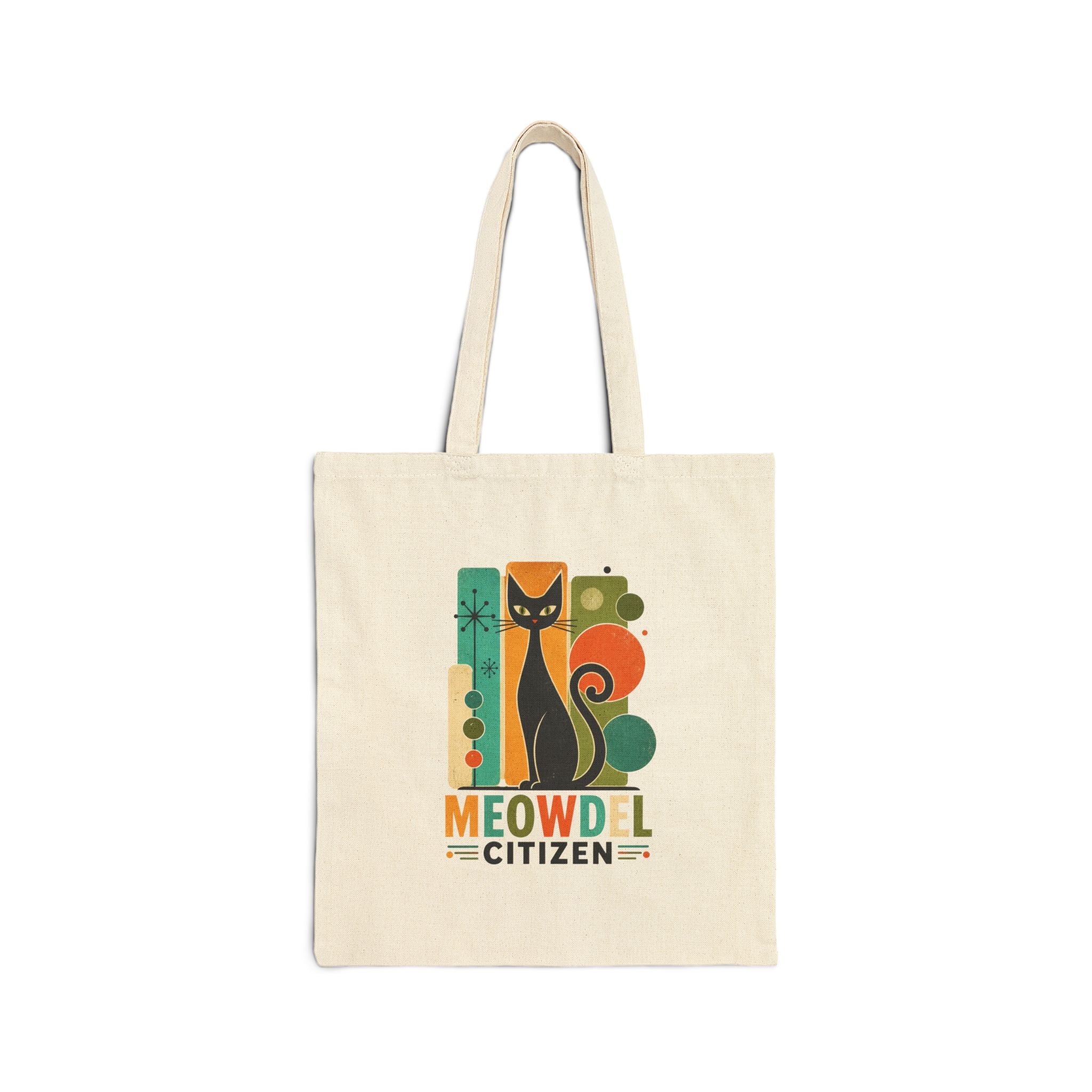 Tote Bag — Retro 'Meowdel Citizen' Cat Canvas Tote