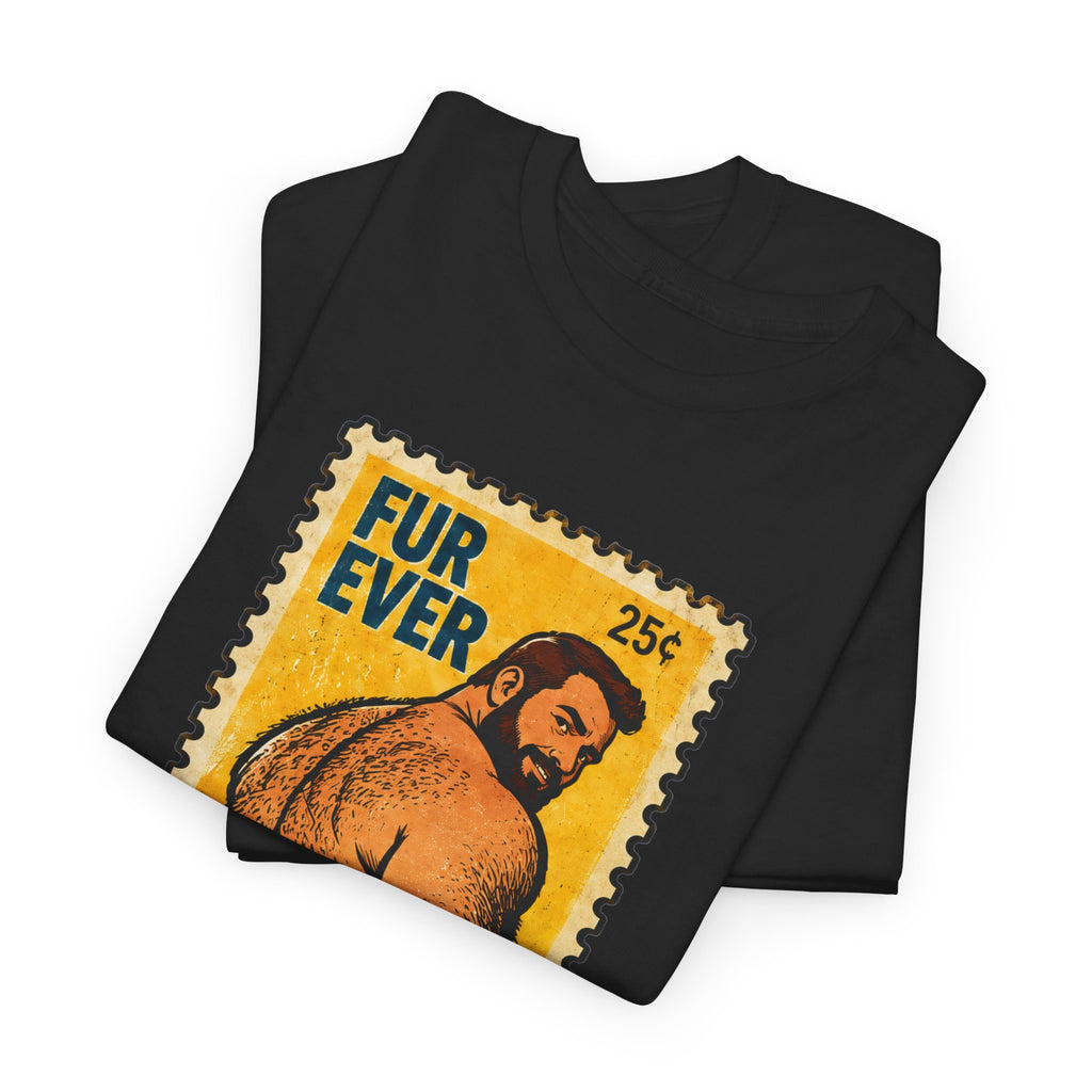 Gay Bear Shirt – Vintage Bear Pride Pin-Up T-Shirt, Retro Postage Stamp Art, LGBTQ Bear Culture Tee, Fur Ever
