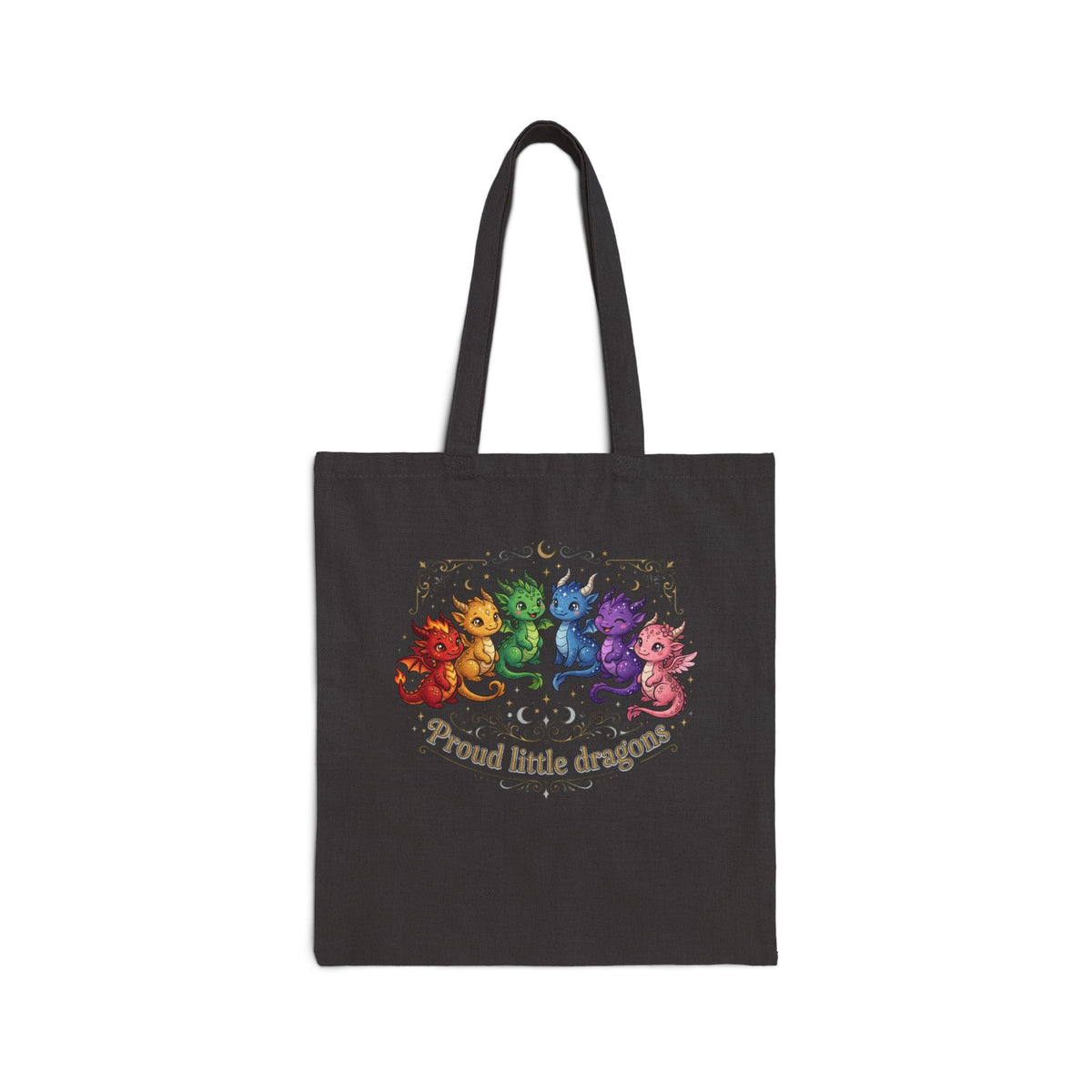 Proud Little Dragons Canvas Tote Bag – Rainbow Baby Dragon Illustration