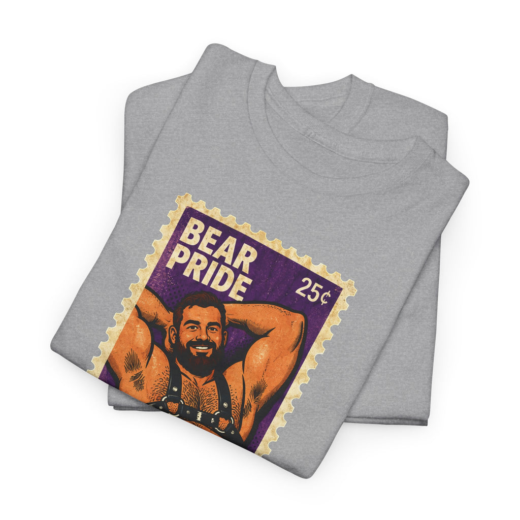 Bear Pride T-Shirt — Retro Stamp Design Gay Bear Shirt – Vintage Bear Pride Pin-Up T-Shirt, Retro Postage Stamp Art, LGBTQ Bear Culture Tee, Fur Ever