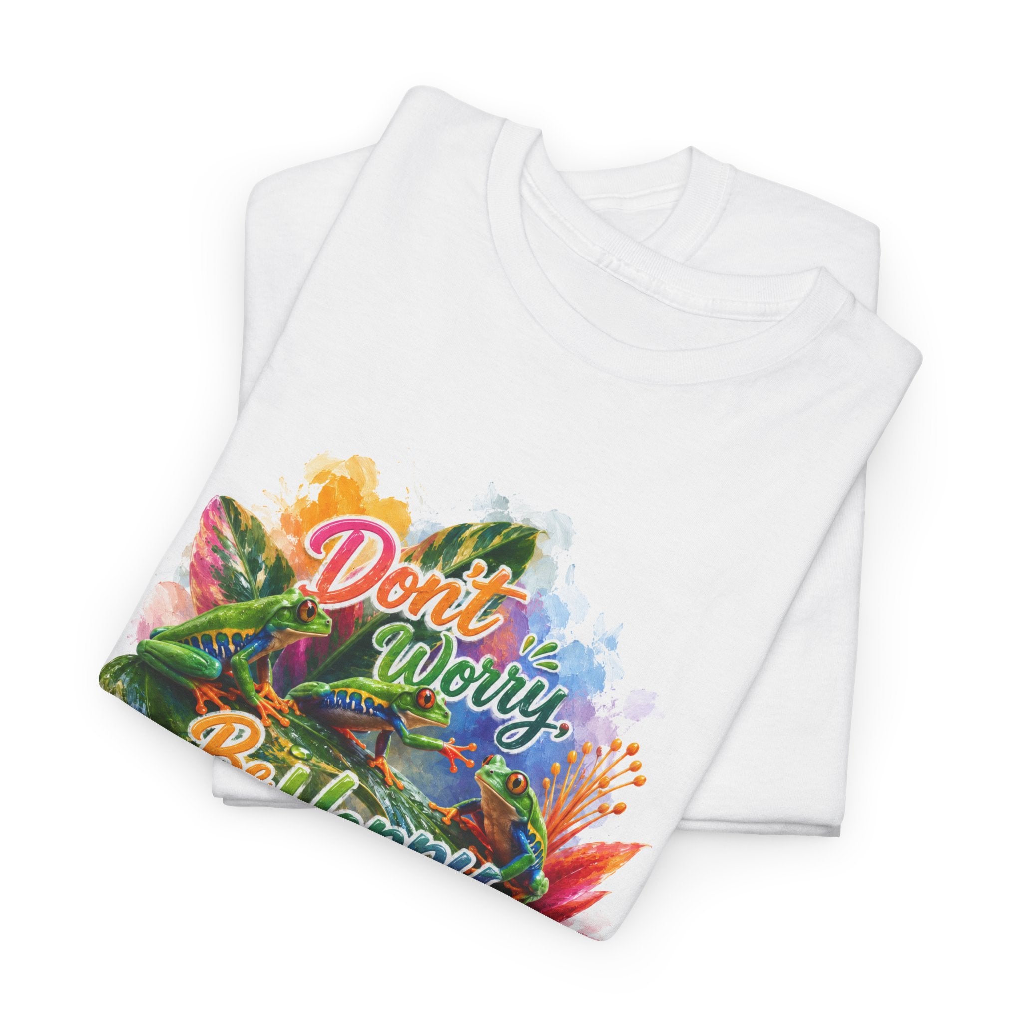 T-Shirt — "Don't Worry Be Hoppy" Tropical Frog Graphic Tee