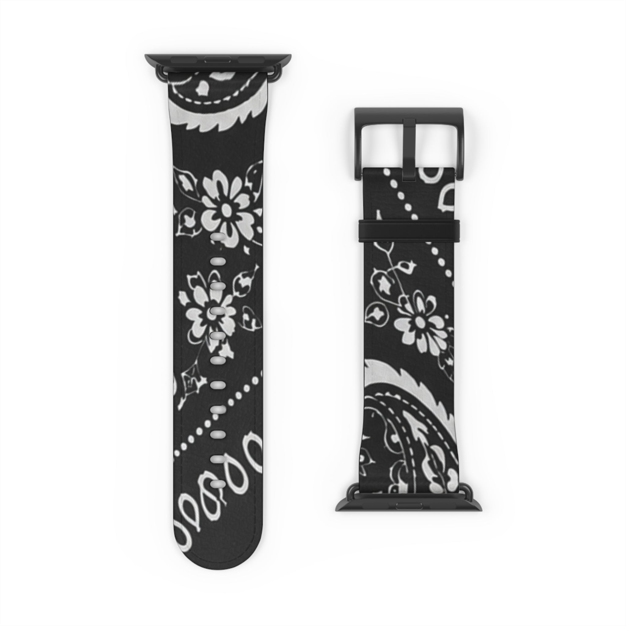 Bandana Pattern Watch Band — Black Hanky Code Design