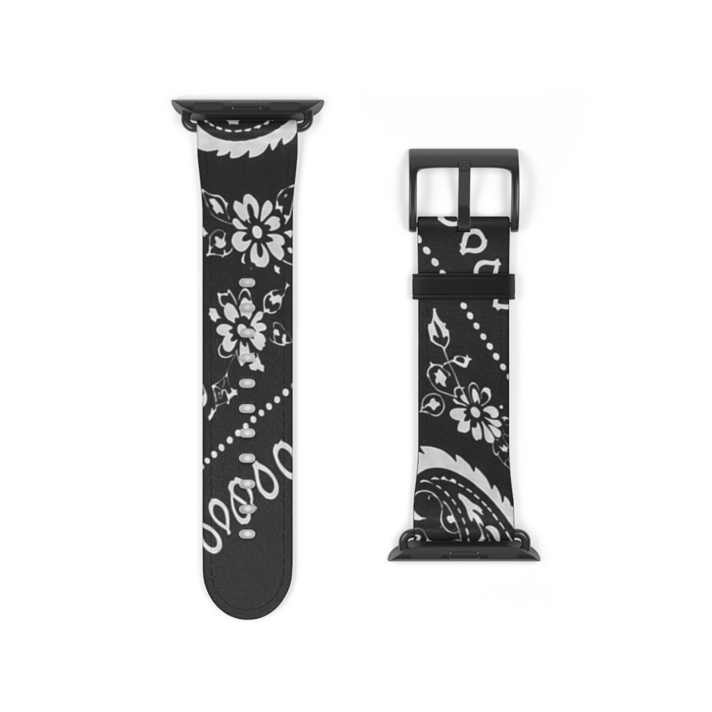 Bandana Pattern Watch Band — Black Hanky Code Design