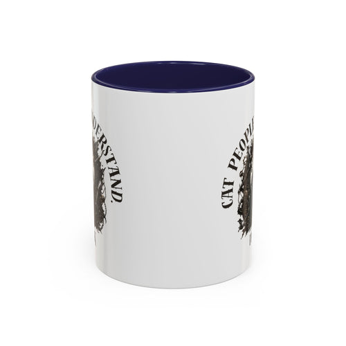Cat People Understand Accent Mug — 'IYKYK' Black-Trim Coffee Cup. Cat lovers. Cat people. Cat mug.