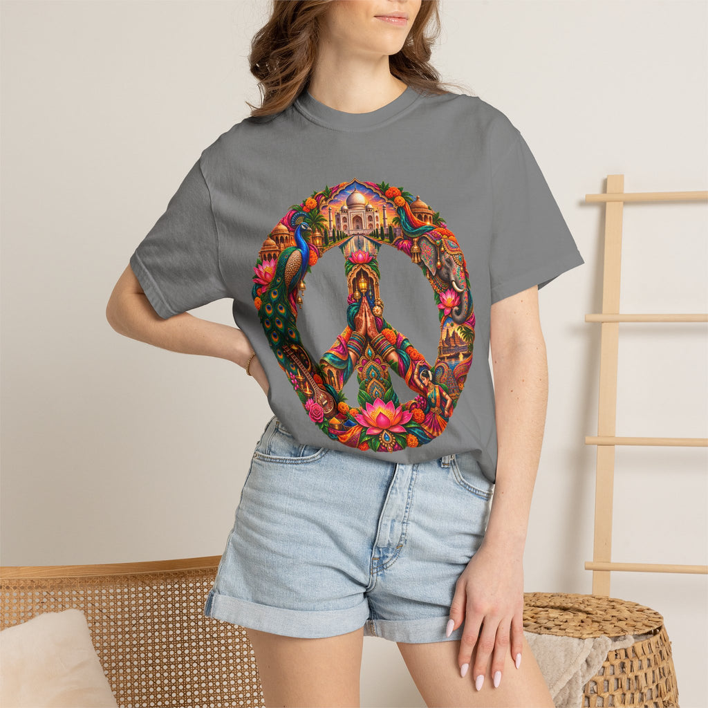 Peace Sign Floral T-Shirt — Colorful Boho Hippie Graphic Tee