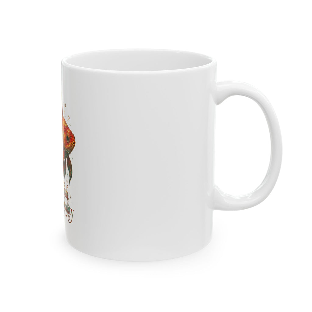Little Fish, Big Personality Ceramic Mug — Colorful Goldfish Coffee Cup (11oz/15oz)