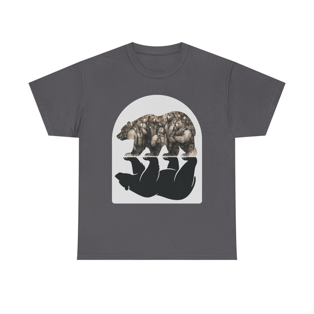 Bear man's shirt. Bear Reflection Graphic Tee — Vintage Wildlife Silhouette T-Shirt