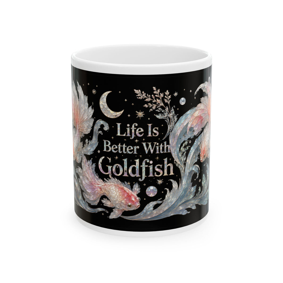 Goldfish Ceramic Mug — "Life Is Better With Goldfish" Illustrated Coffee Cup