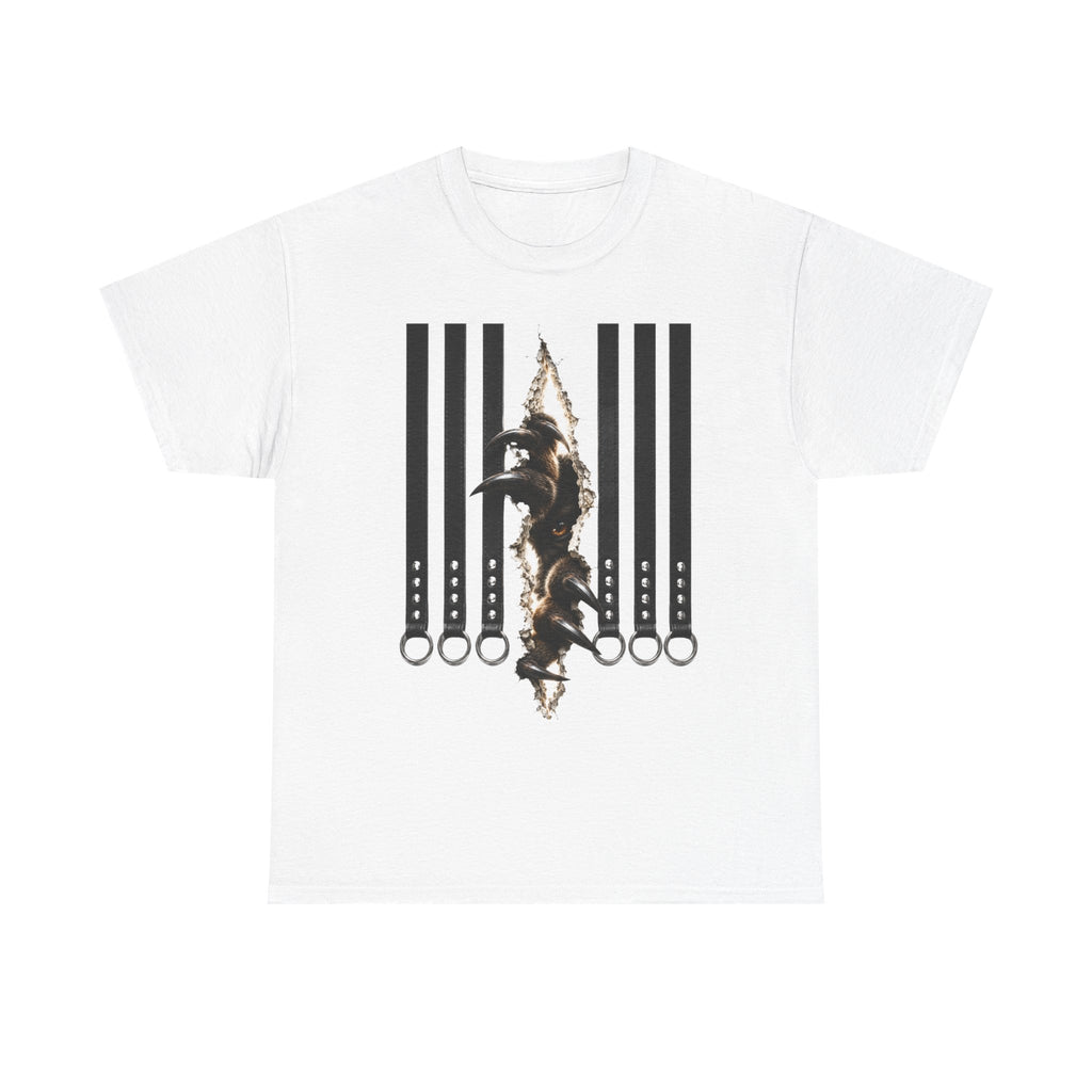 Graphic Tee — Leather straps with rings. Beast tearing out of the chest. Unleashing the wild beast inside