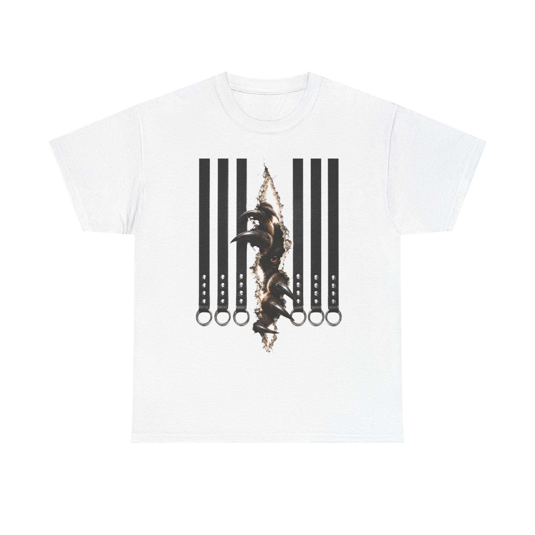 Graphic Tee — Leather straps with rings. Beast tearing out of the chest. Unleashing the wild beast inside