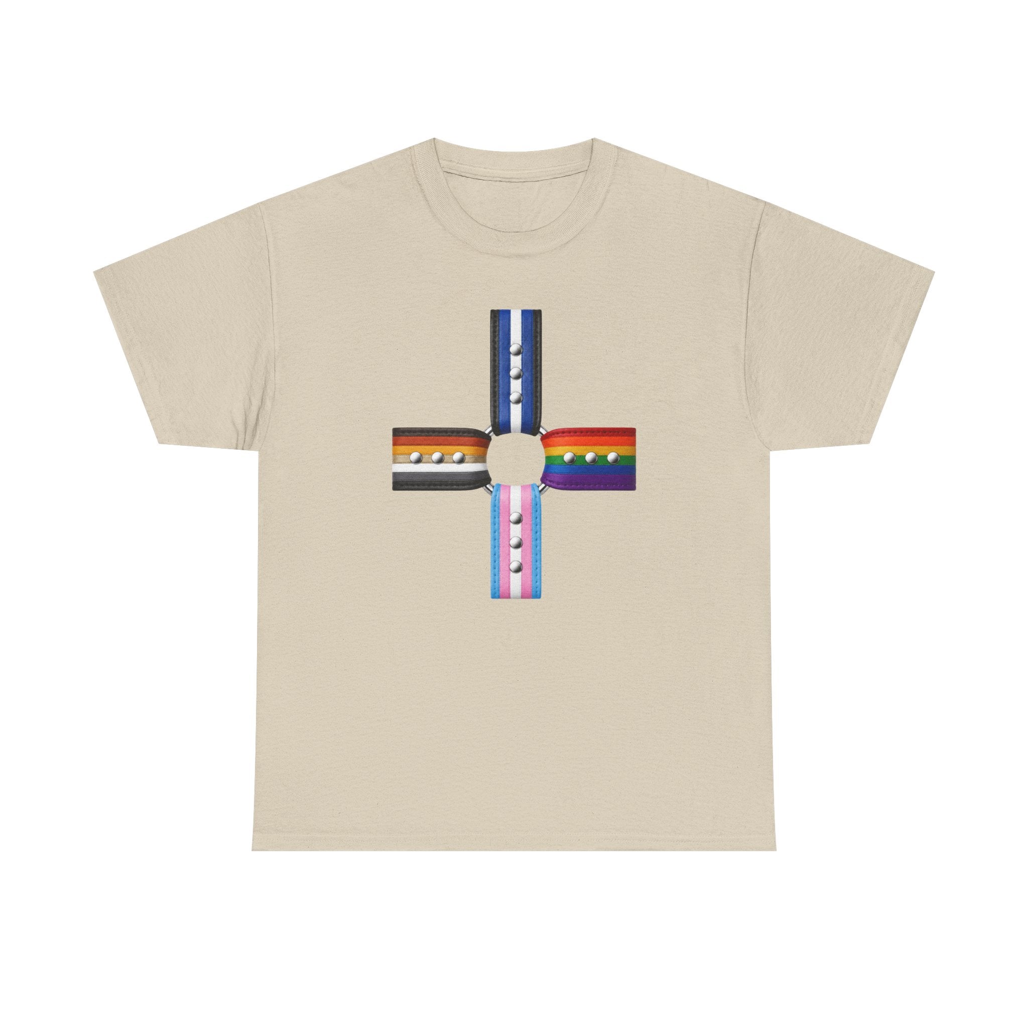 LGBTQ+ Pride Flag Cross T‑Shirt — Inclusive Stripes Tee