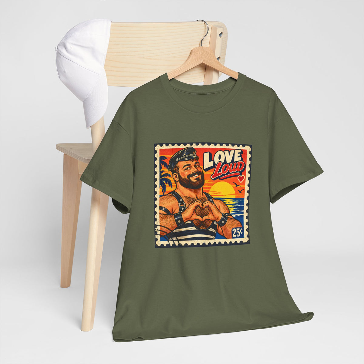 Gay Bear Shirt – Vintage Bear Pride Pin-Up T-Shirt, Retro Postage Stamp Art, LGBTQ Bear Culture Tee.