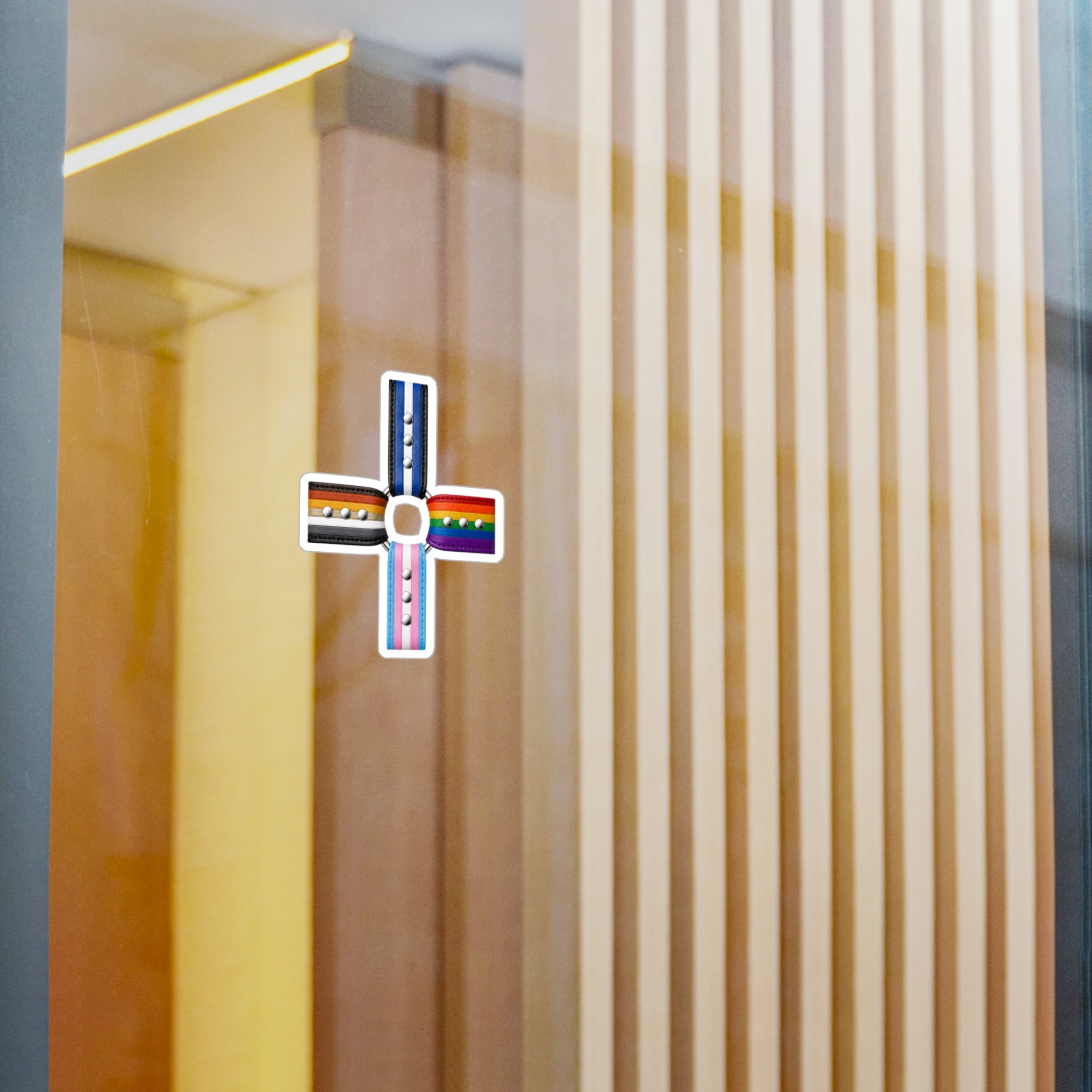 Pride Flag Cross Vinyl Sticker — Kiss-Cut LGBTQ+ Ally Decal (Rainbow, Trans & Stripes)