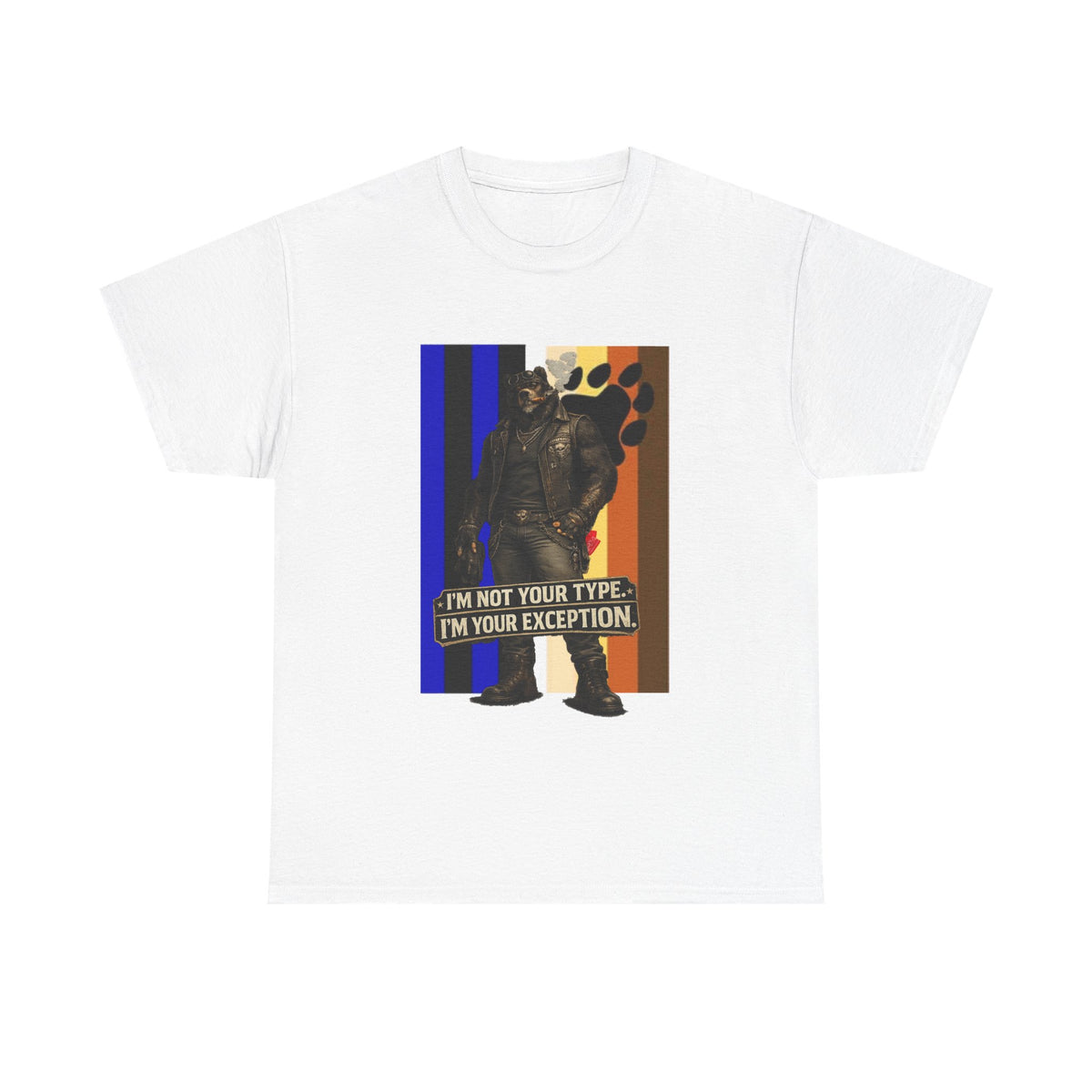 I'm Not Your Type — Graphic Tee (Bold Stripes & Wolf Silhouette)