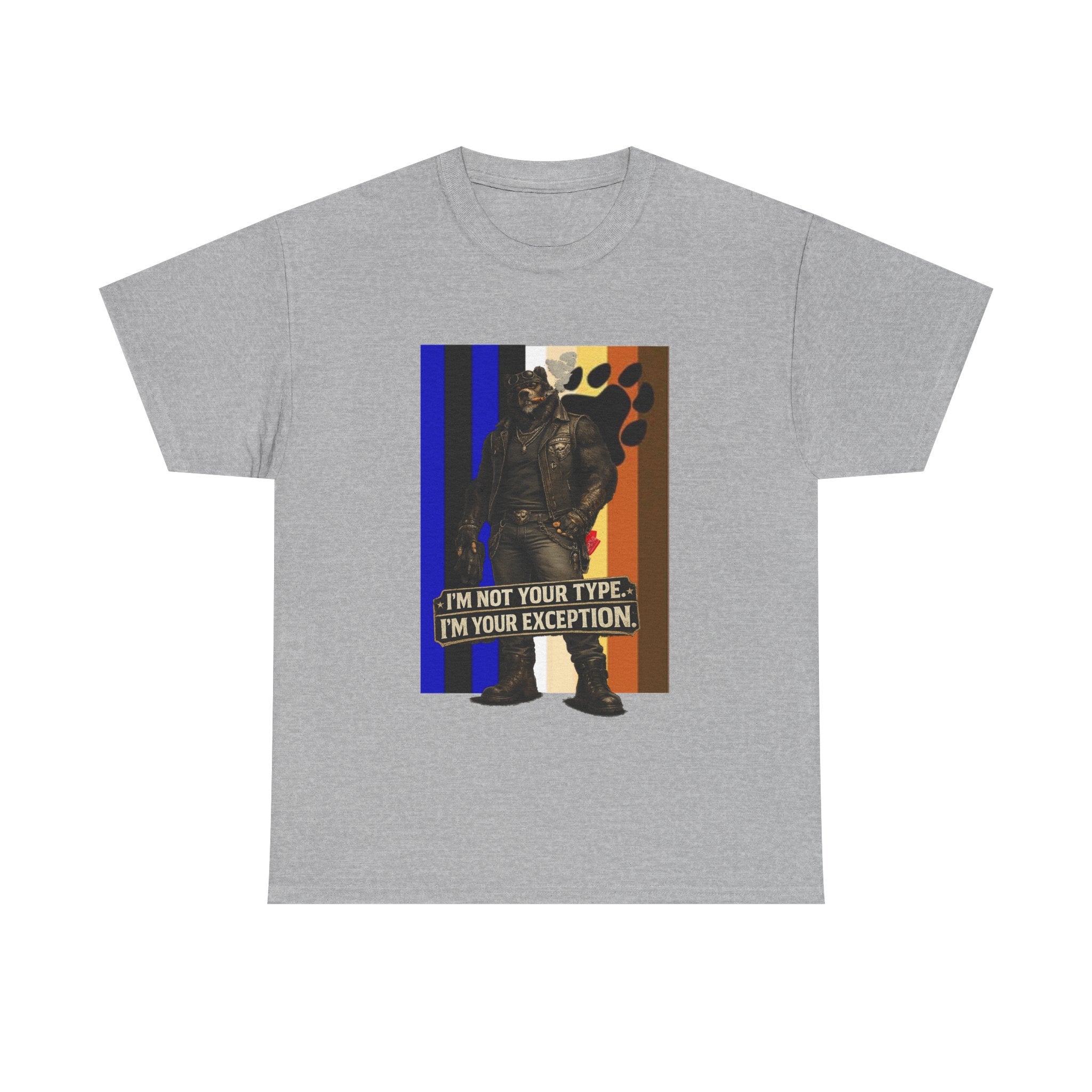 I'm Not Your Type — Graphic Tee (Bold Stripes & Wolf Silhouette)