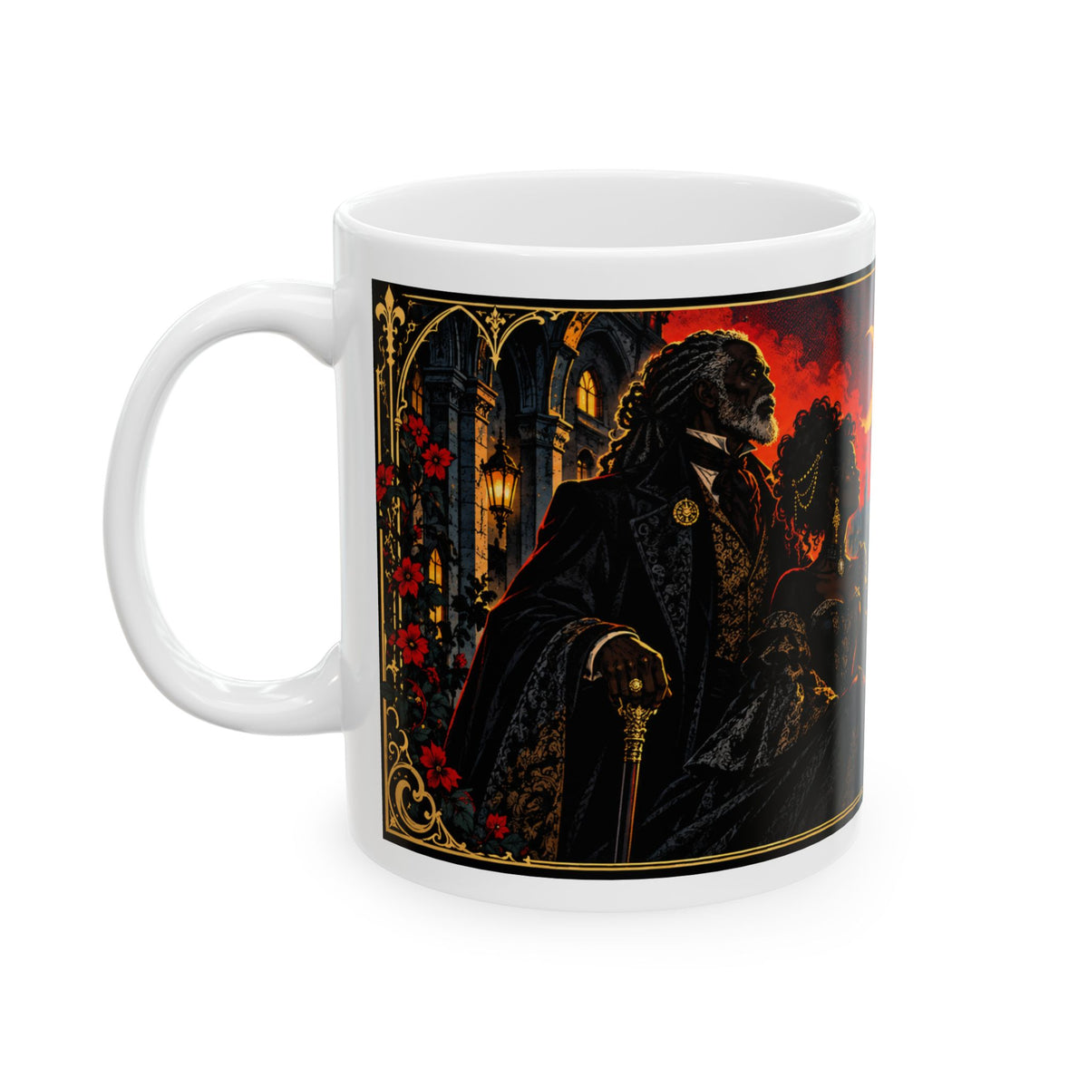 Gothic Cityscape Ceramic Mug – Legacy Lives in You Black Man Gothic Art Mug.  “Legend Lives On” 11oz/15oz