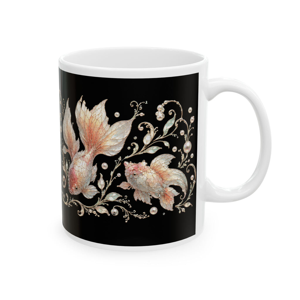 Be a Goldfish Ceramic Mug — Inspirational Coffee Cup with Goldfish Illustration