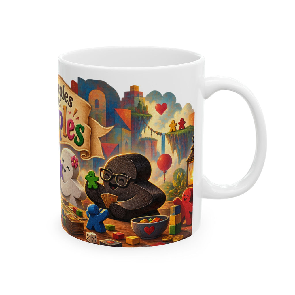 Board Game Meeples Ceramic Mug – "My Meeples Have Meeples" Coffee Cup (11oz/15oz)