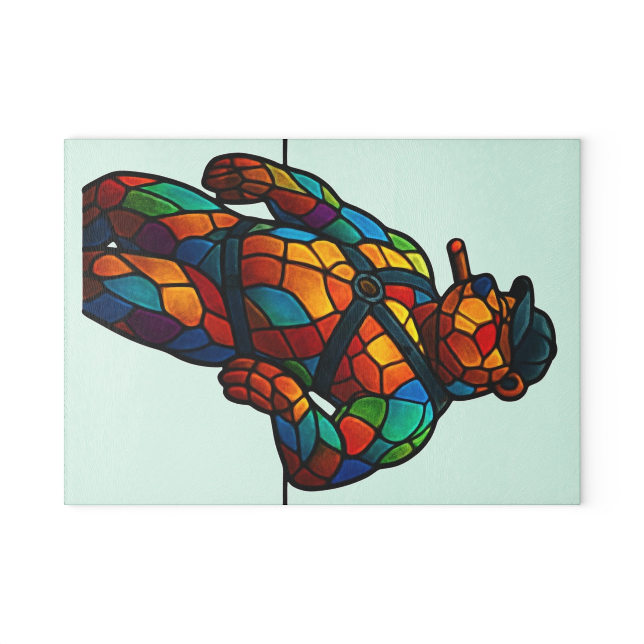 Stained Glass Bear Glass Cutting Board — Tiffany-Style Leather Bear Design