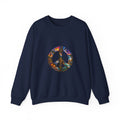 Peace Sign Crewneck Sweatshirt — Colorful Tie-Dye Peace Symbol Pullover