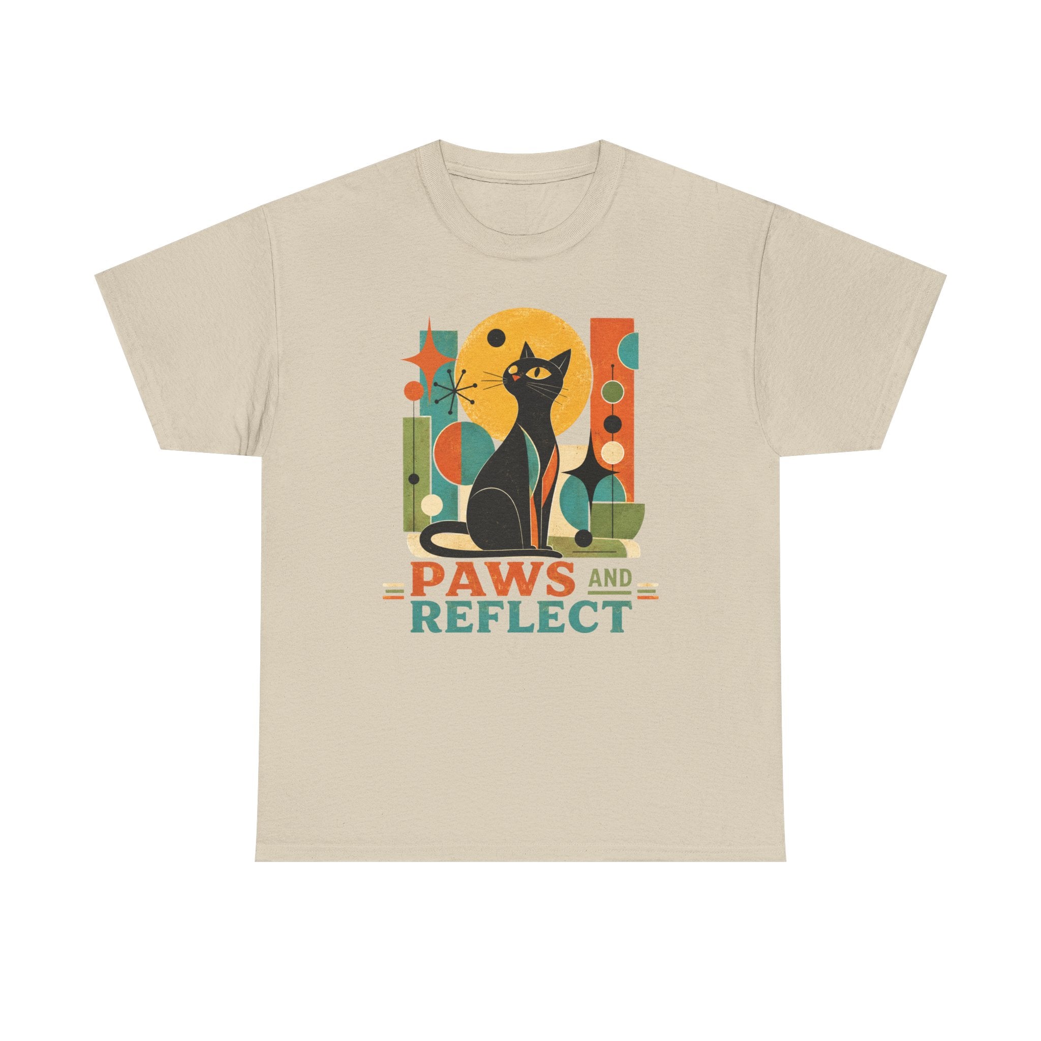 Paws and Reflect Cat T-Shirt. Mod Tangentsies Cat. Mood cat T-shirt