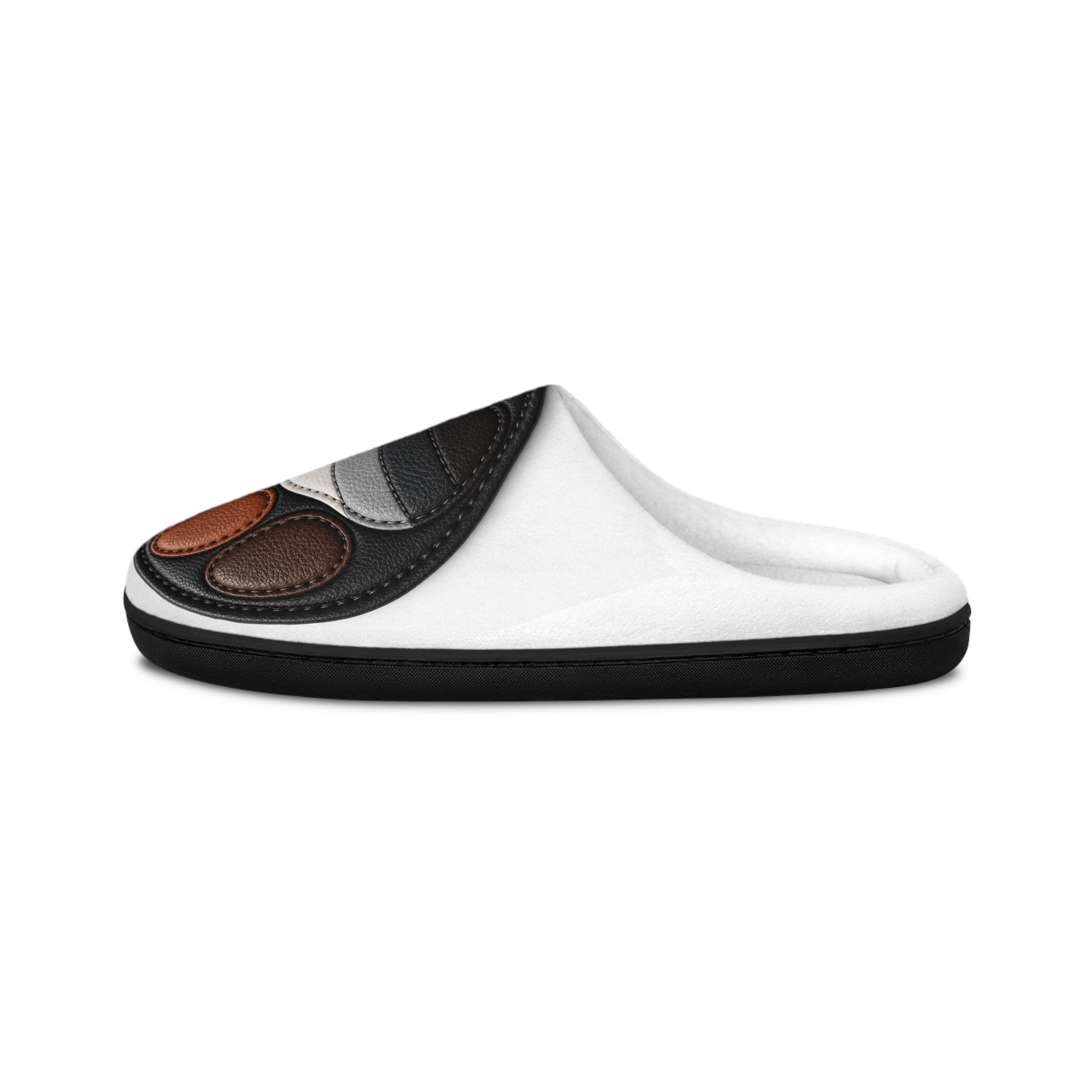 Men's Slippers with Leather Paw Patch — Cozy Indoor House Shoes